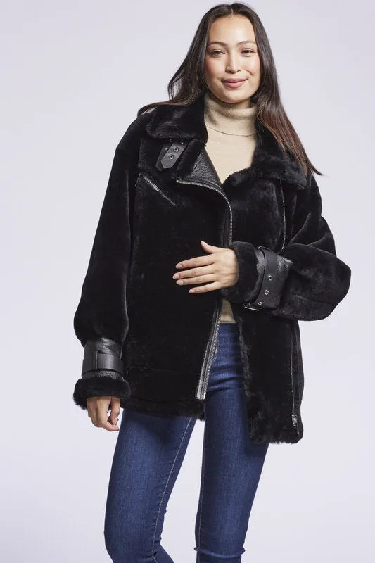 #126 Plush Shearling Moto Jacket   3 left   1/S  1/M  1/l  $500