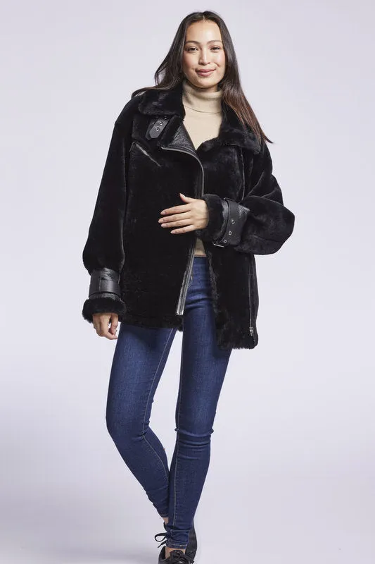 #126 Plush Shearling Moto Jacket   3 left   1/S  1/M  1/l  $500