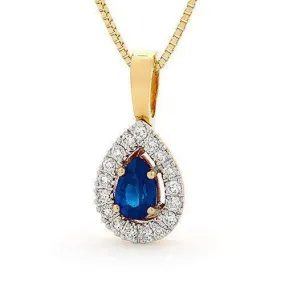 18ct Yellow Gold with Rhodium Diamond Sapphire (Pendant Only) MM6H24-18DS