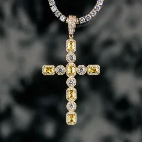 18K Royalty Diamond Cross Necklace Set in Gold