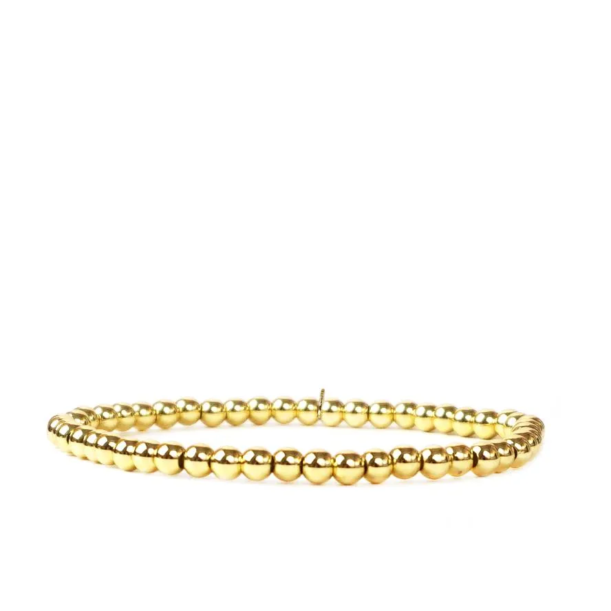 4mm Brass Beaded Ball Bracelet ~ Gold