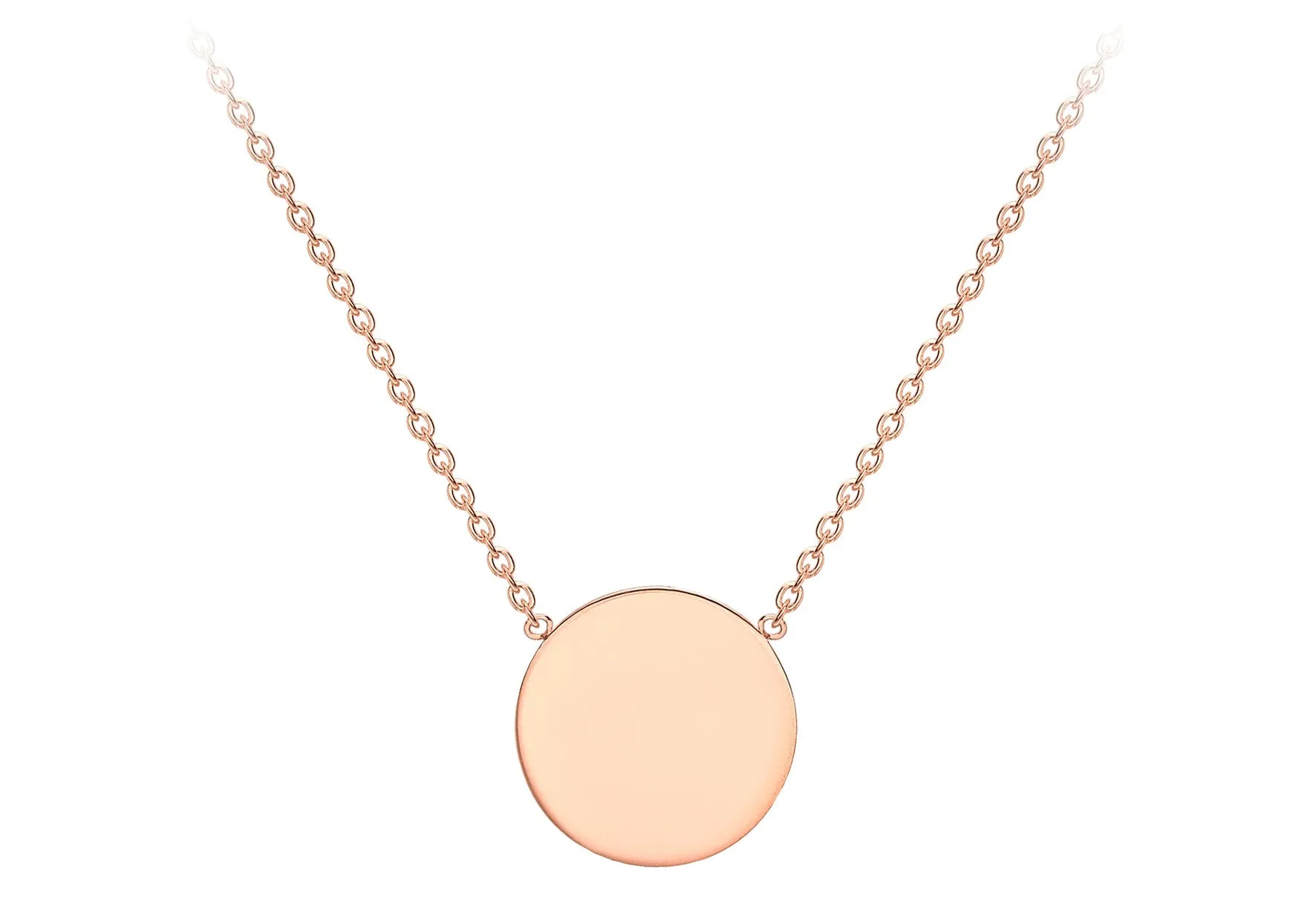 9K Rose Gold 10mm Disc Adjustable Necklace 41cm-43cm