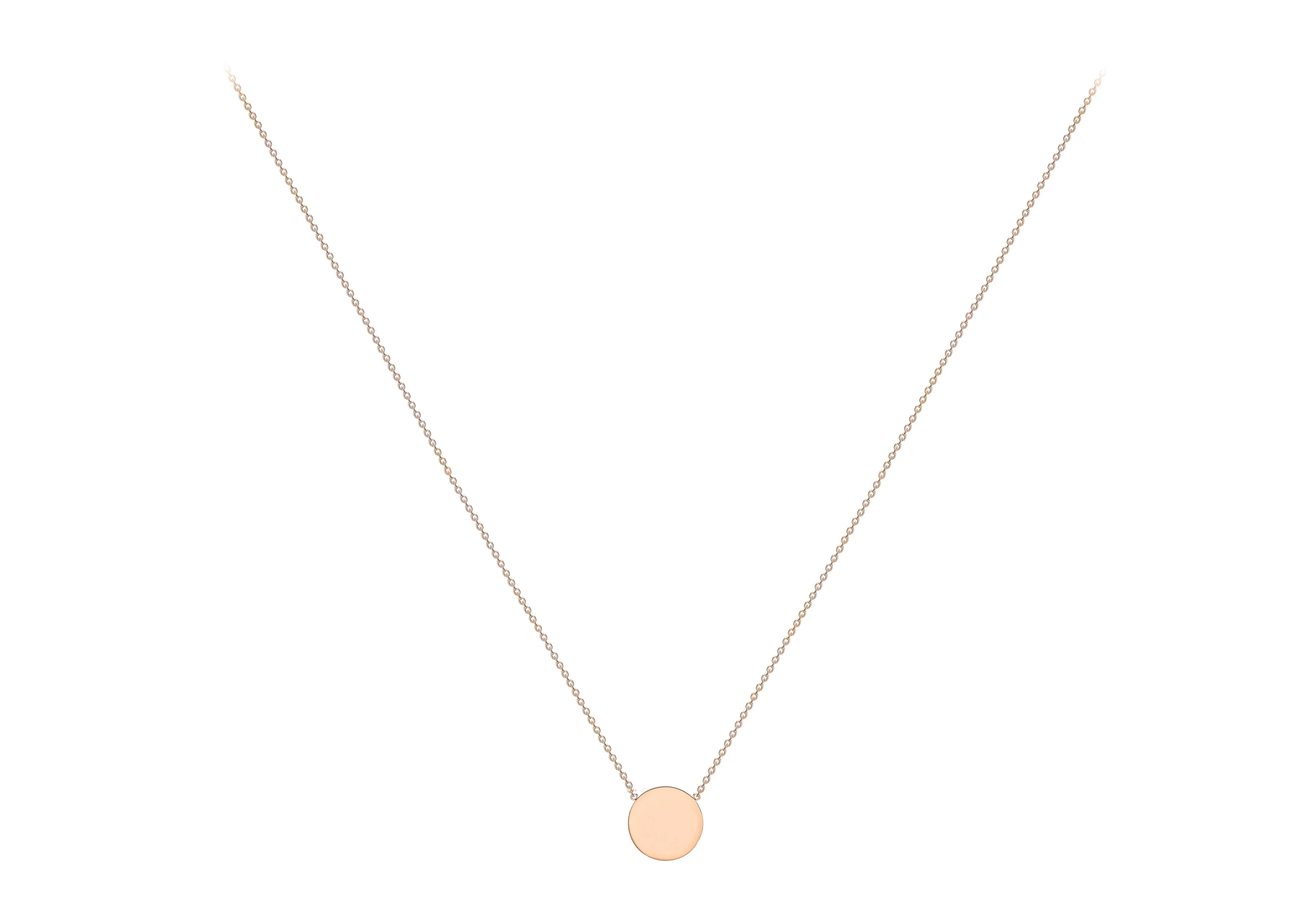 9K Rose Gold 10mm Disc Adjustable Necklace 41cm-43cm