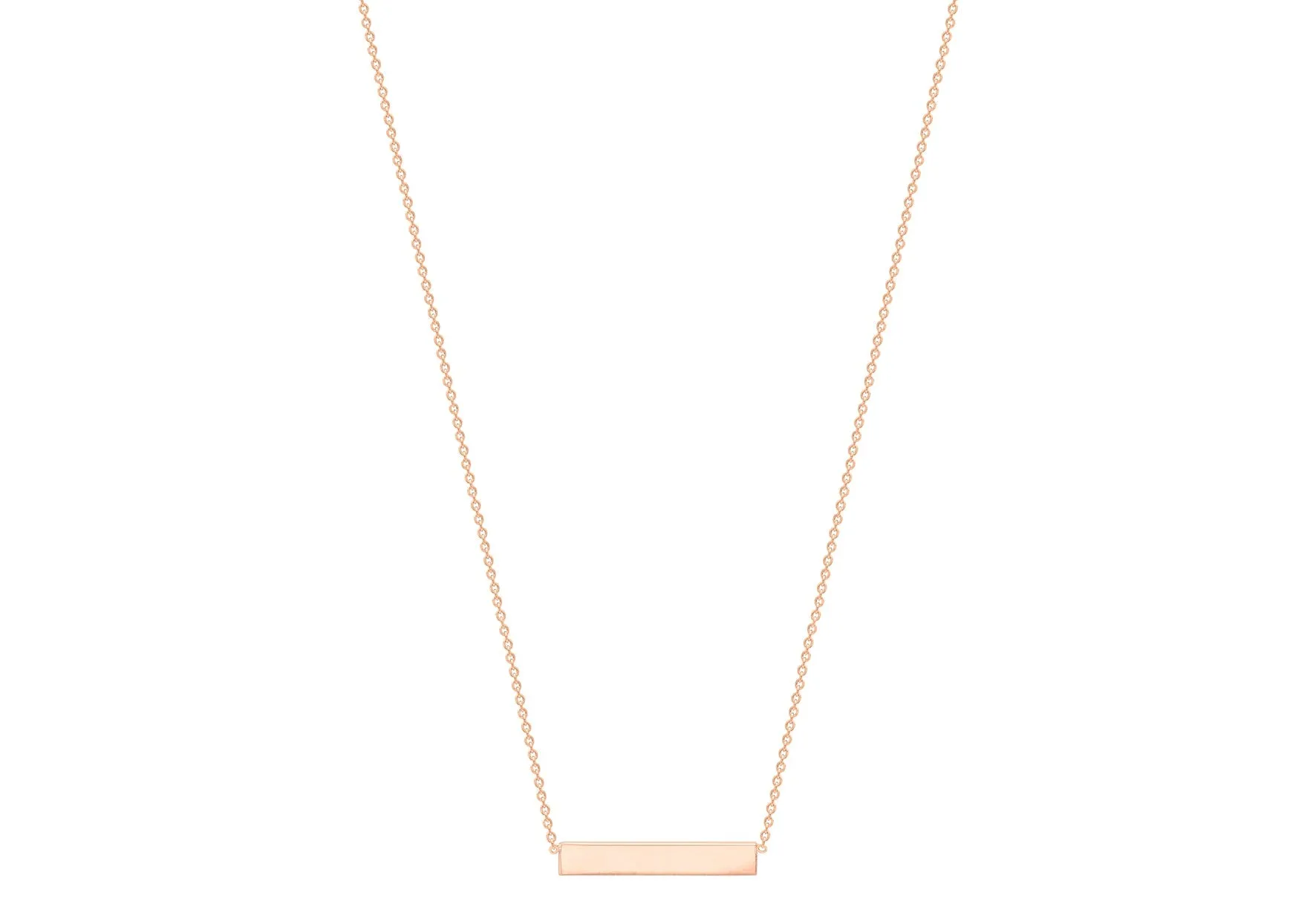 9K Rose Gold 22mm x 3mm Horizontal-Bar Adjustable Necklace 41cm-43cm