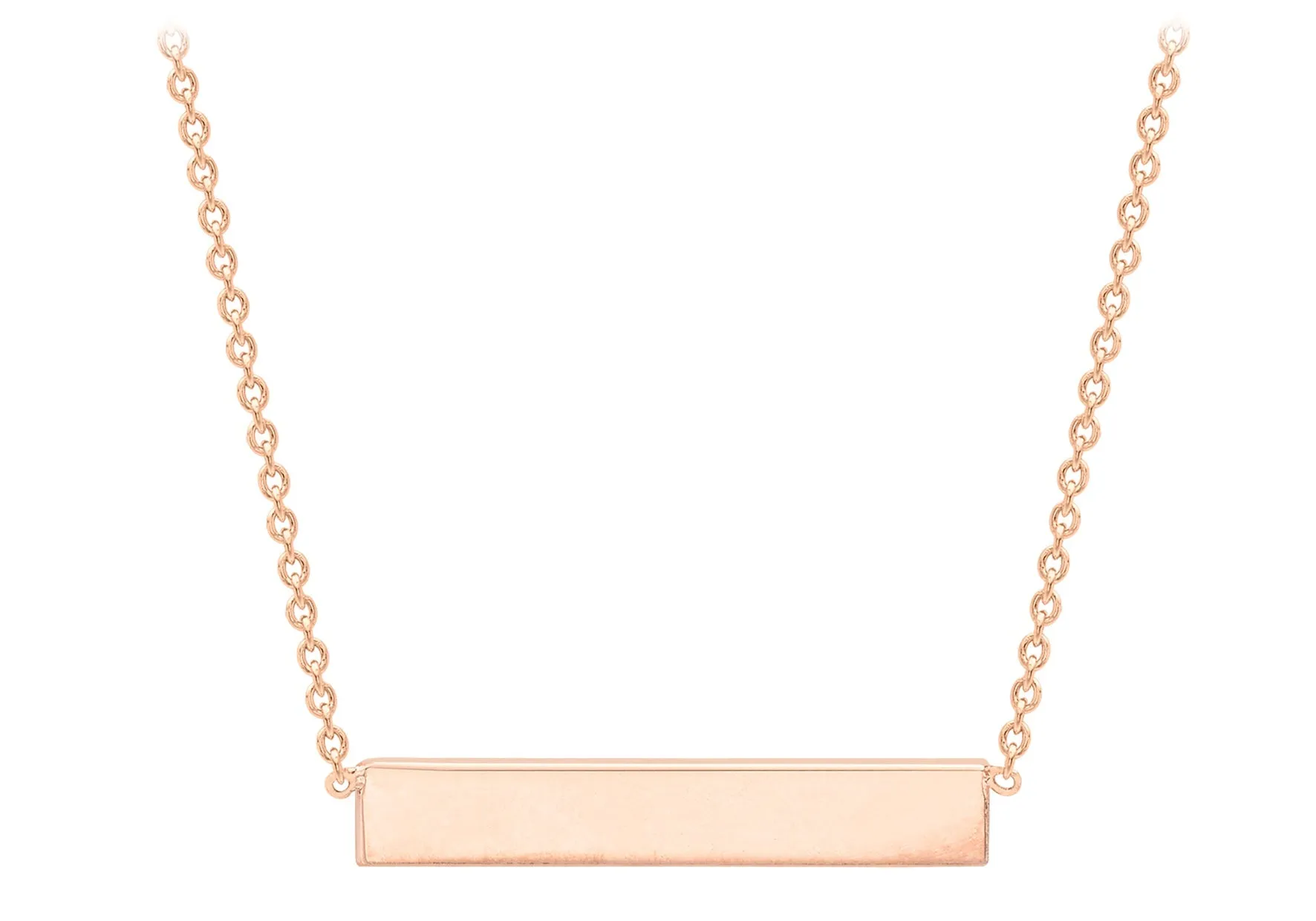 9K Rose Gold 22mm x 3mm Horizontal-Bar Adjustable Necklace 41cm-43cm