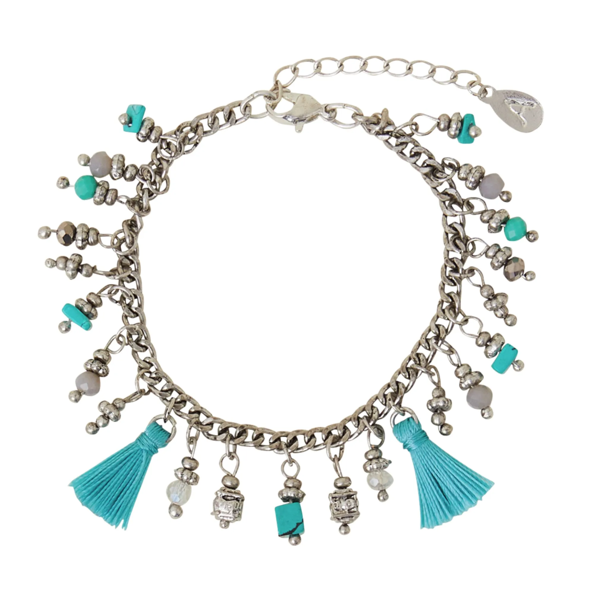 Accessorize London Women's Blue Tassel Charm Bracelet