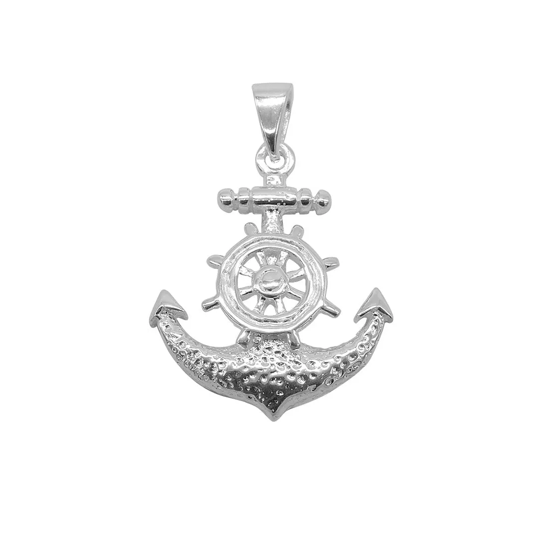 Adeline Captain Wheel on Anchor Silver Charm