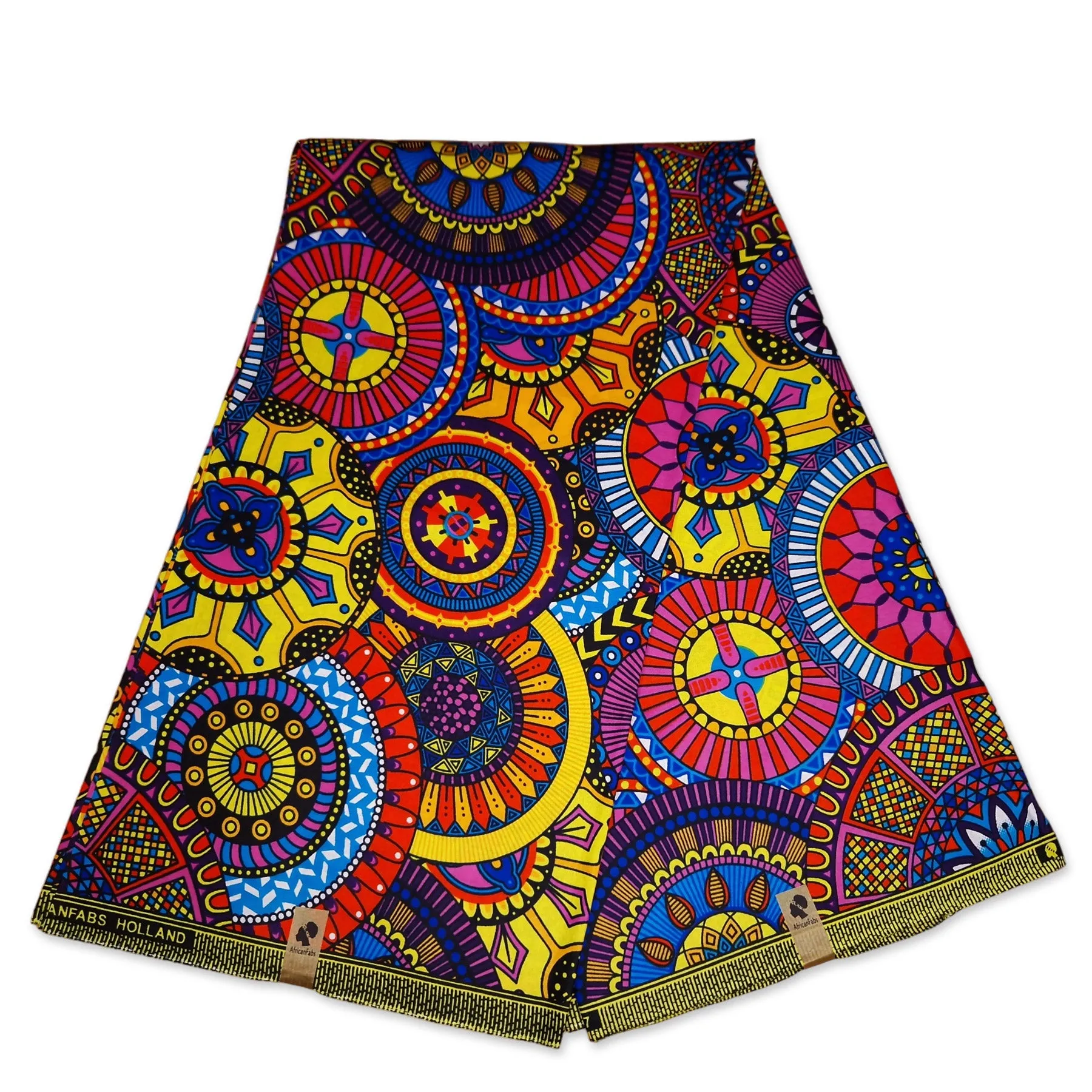 African print fabric - Multicolor disks - 100% cotton