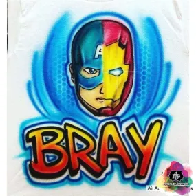 Airbrush Captain America and Iron Man Shirt Design