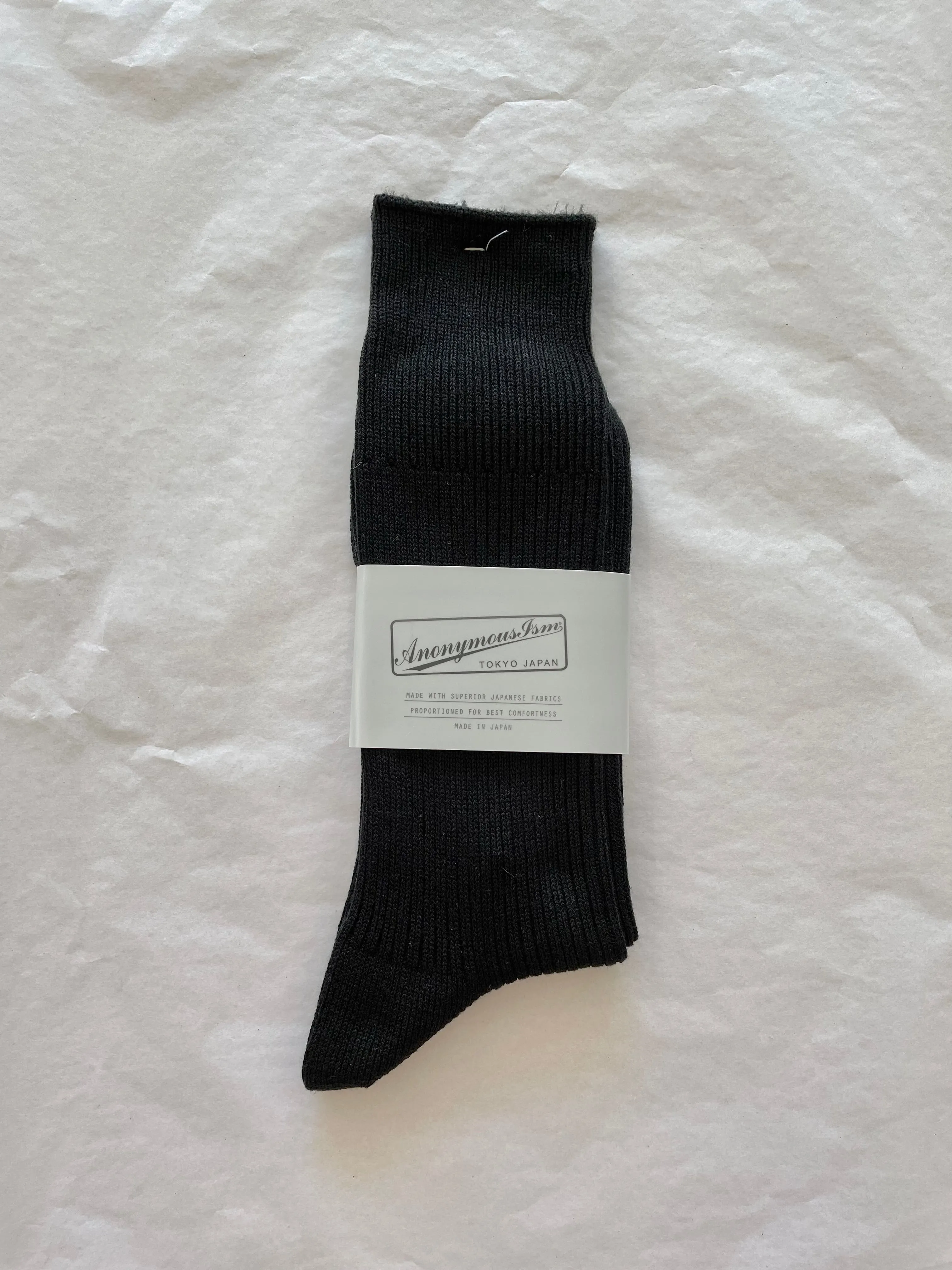 Anonymous Ism Brilliant Black Cotton Blend Crew Socks