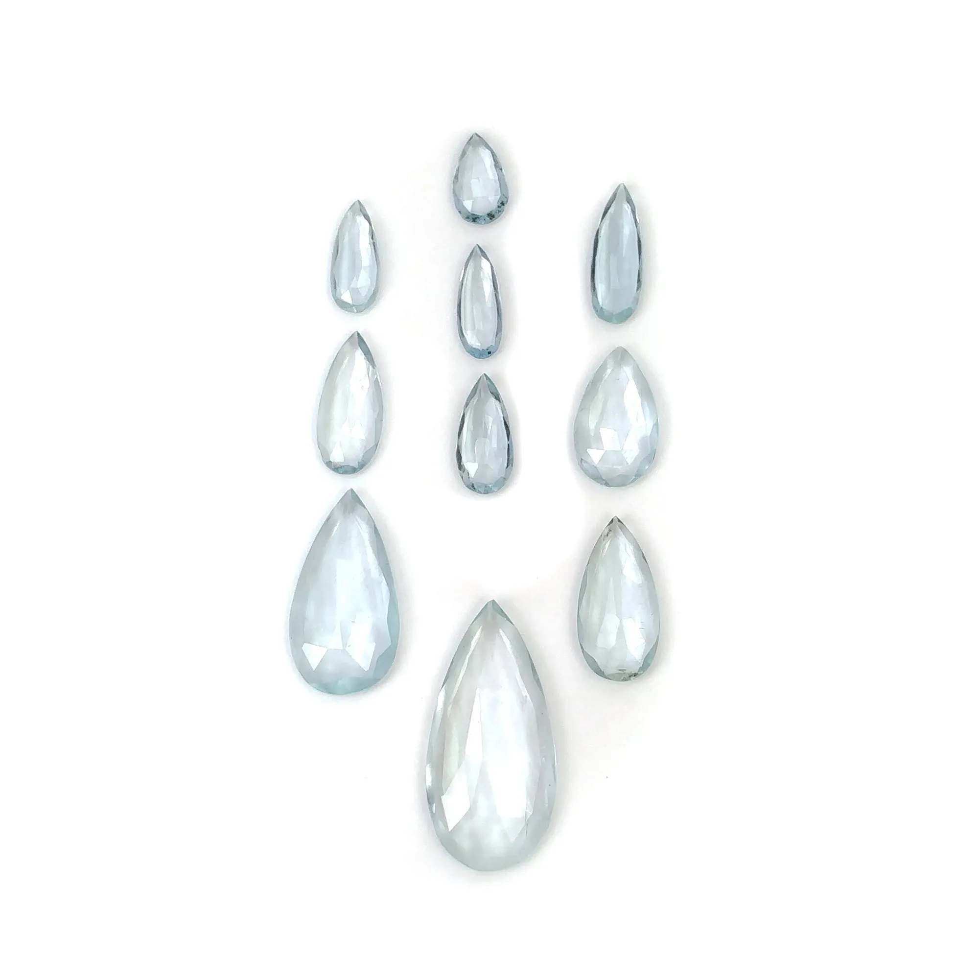 Aquamarine Gemstone Rose Cut : 14.25cts Natural Untreated Unheated Blue Aquamarine Pear Shape 8.5*5mm - 22.5*11mm 10pcs