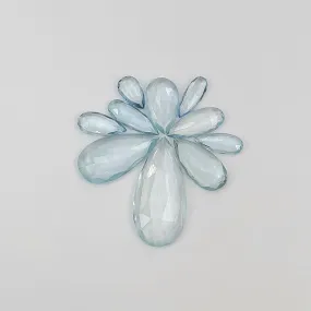 Aquamarine Gemstone Rose Cut : 14.25cts Natural Untreated Unheated Blue Aquamarine Pear Shape 8.5*5mm - 22.5*11mm 10pcs