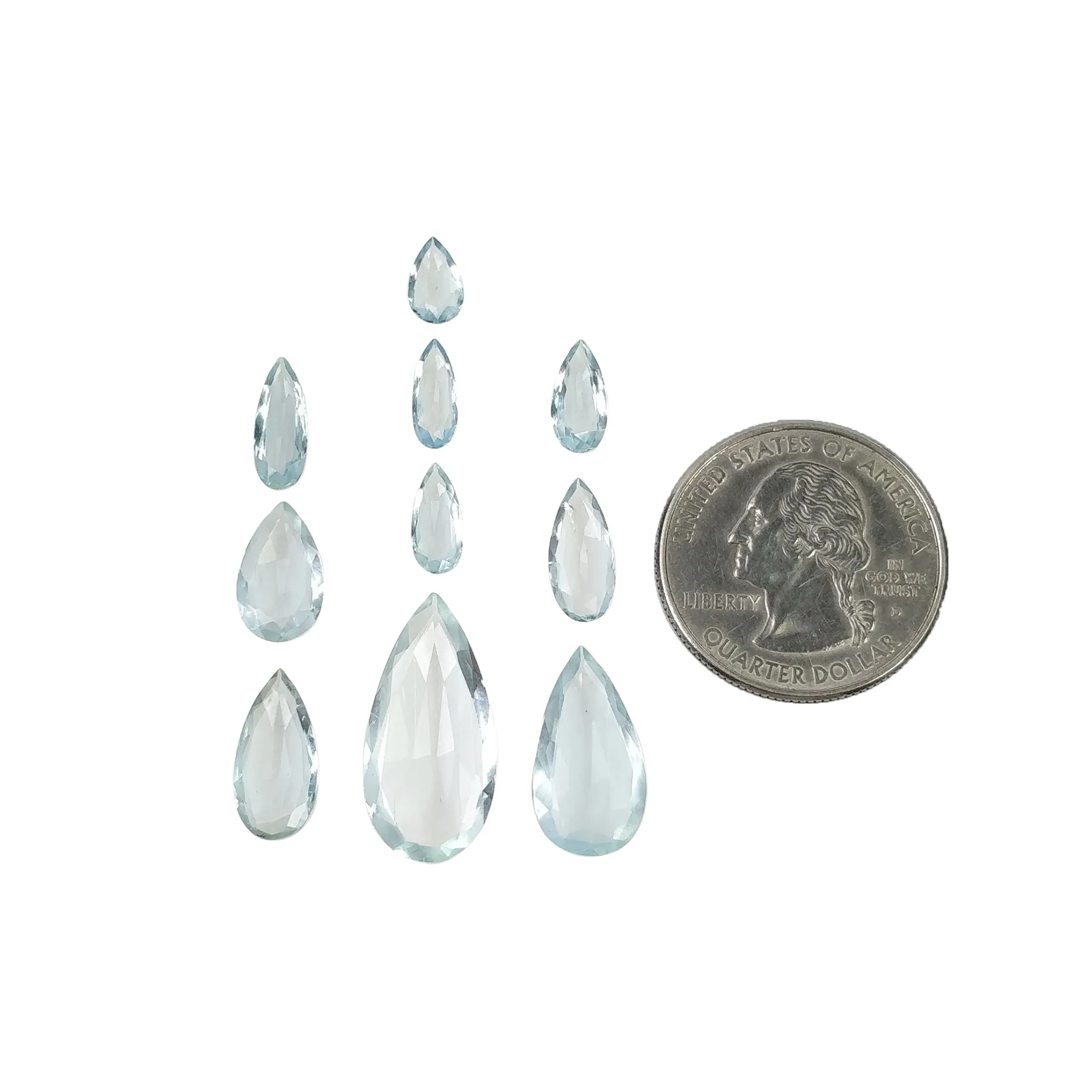 Aquamarine Gemstone Rose Cut : 14.25cts Natural Untreated Unheated Blue Aquamarine Pear Shape 8.5*5mm - 22.5*11mm 10pcs