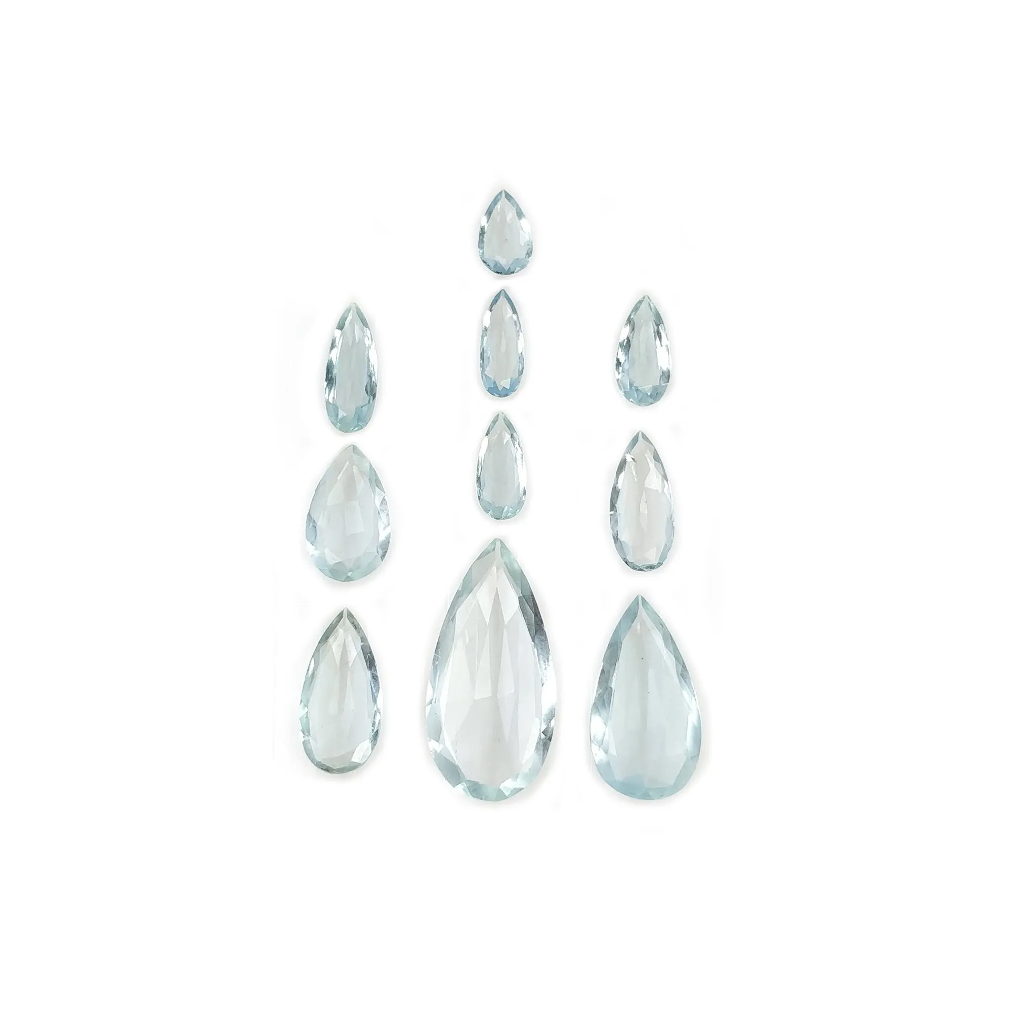 Aquamarine Gemstone Rose Cut : 14.25cts Natural Untreated Unheated Blue Aquamarine Pear Shape 8.5*5mm - 22.5*11mm 10pcs