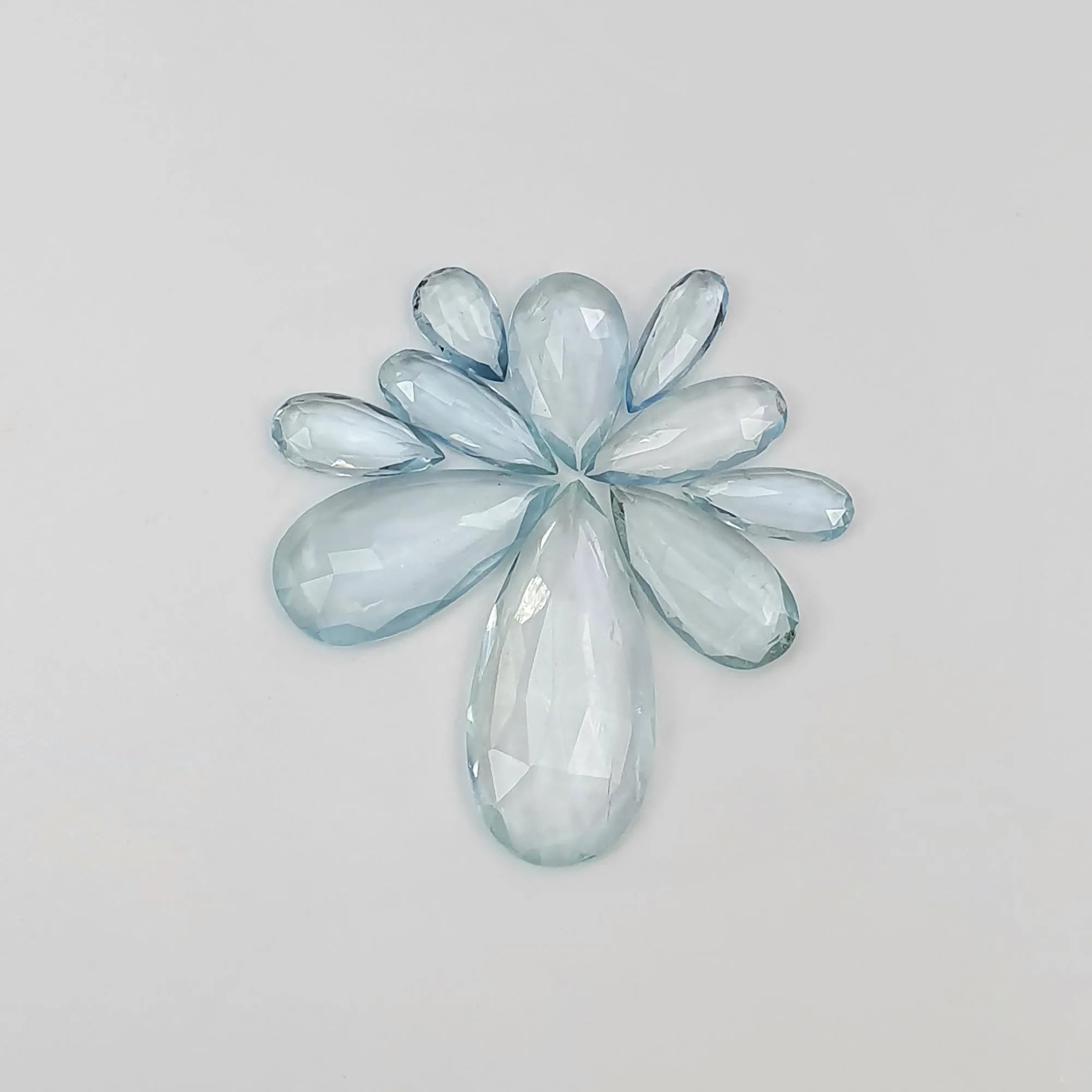 Aquamarine Gemstone Rose Cut : 14.25cts Natural Untreated Unheated Blue Aquamarine Pear Shape 8.5*5mm - 22.5*11mm 10pcs