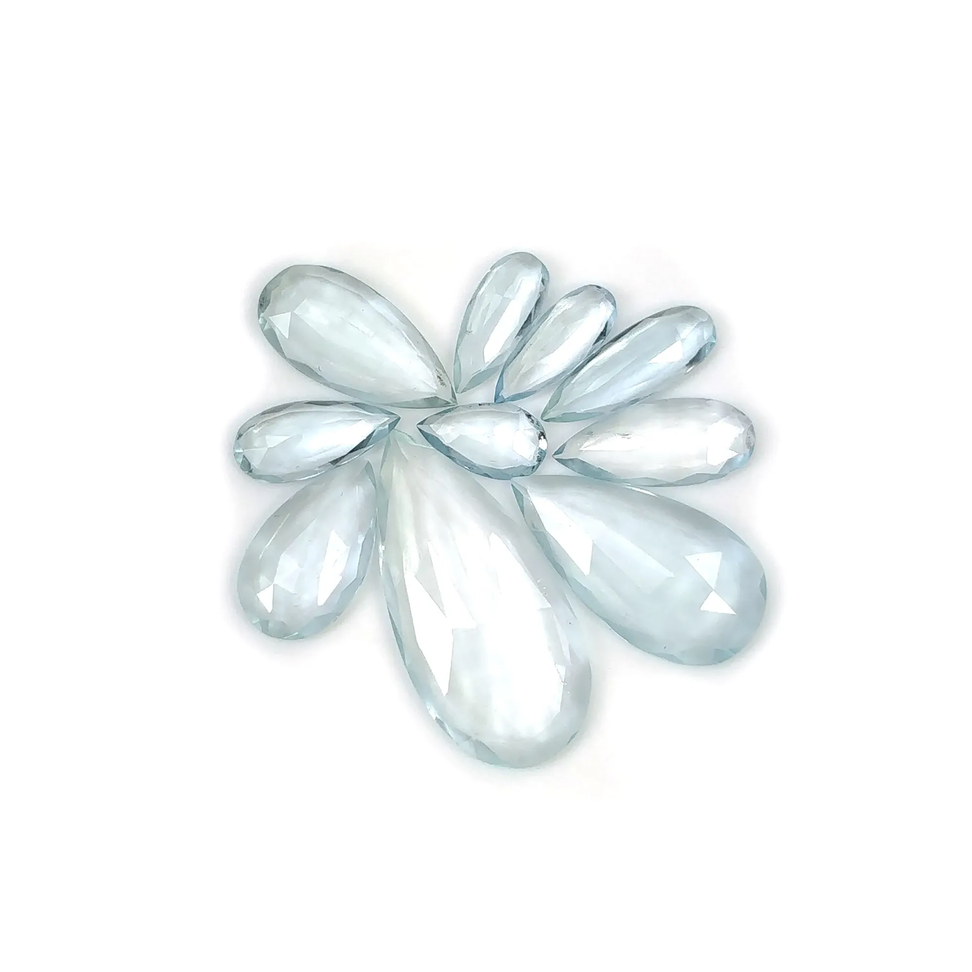 Aquamarine Gemstone Rose Cut : 14.25cts Natural Untreated Unheated Blue Aquamarine Pear Shape 8.5*5mm - 22.5*11mm 10pcs