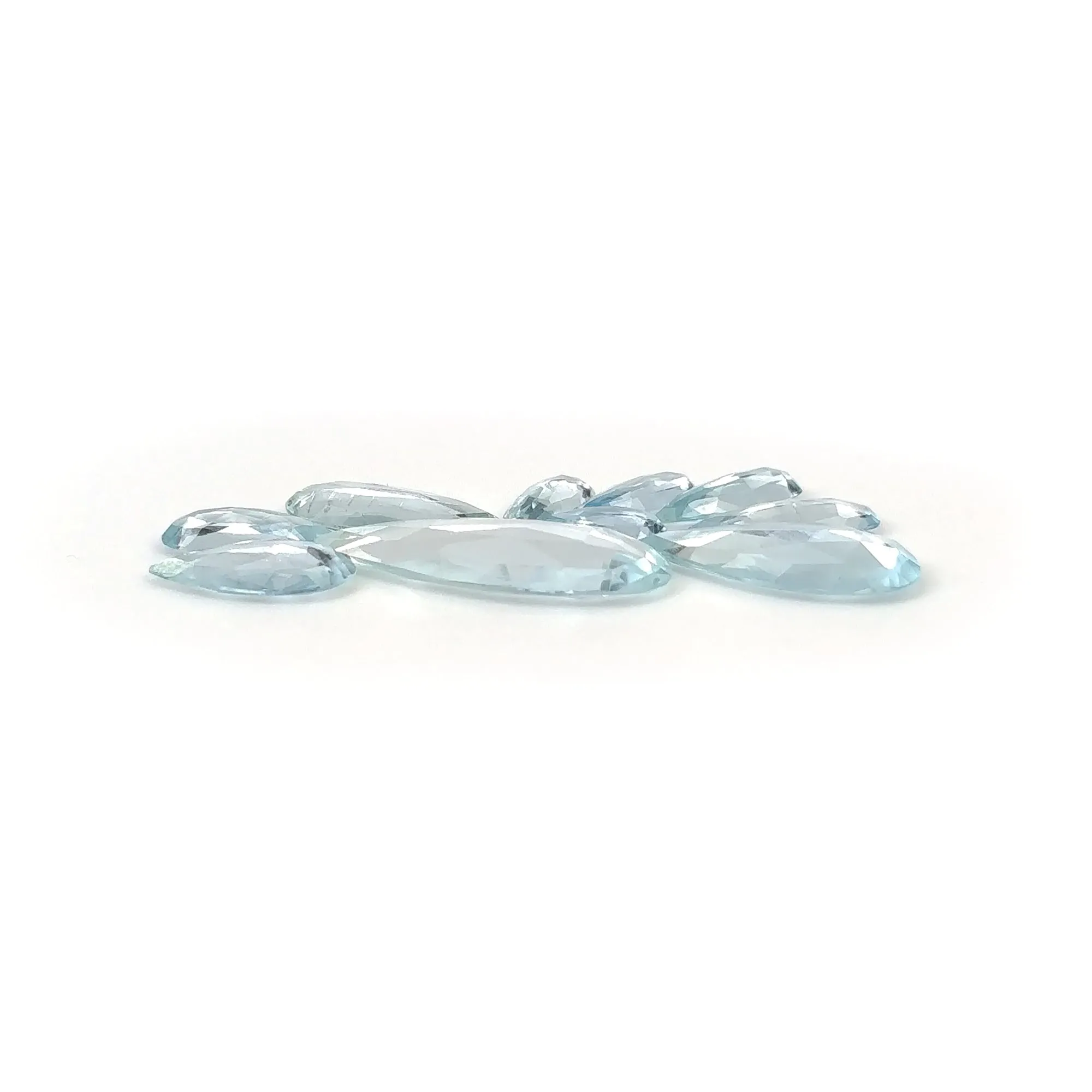 Aquamarine Gemstone Rose Cut : 14.25cts Natural Untreated Unheated Blue Aquamarine Pear Shape 8.5*5mm - 22.5*11mm 10pcs