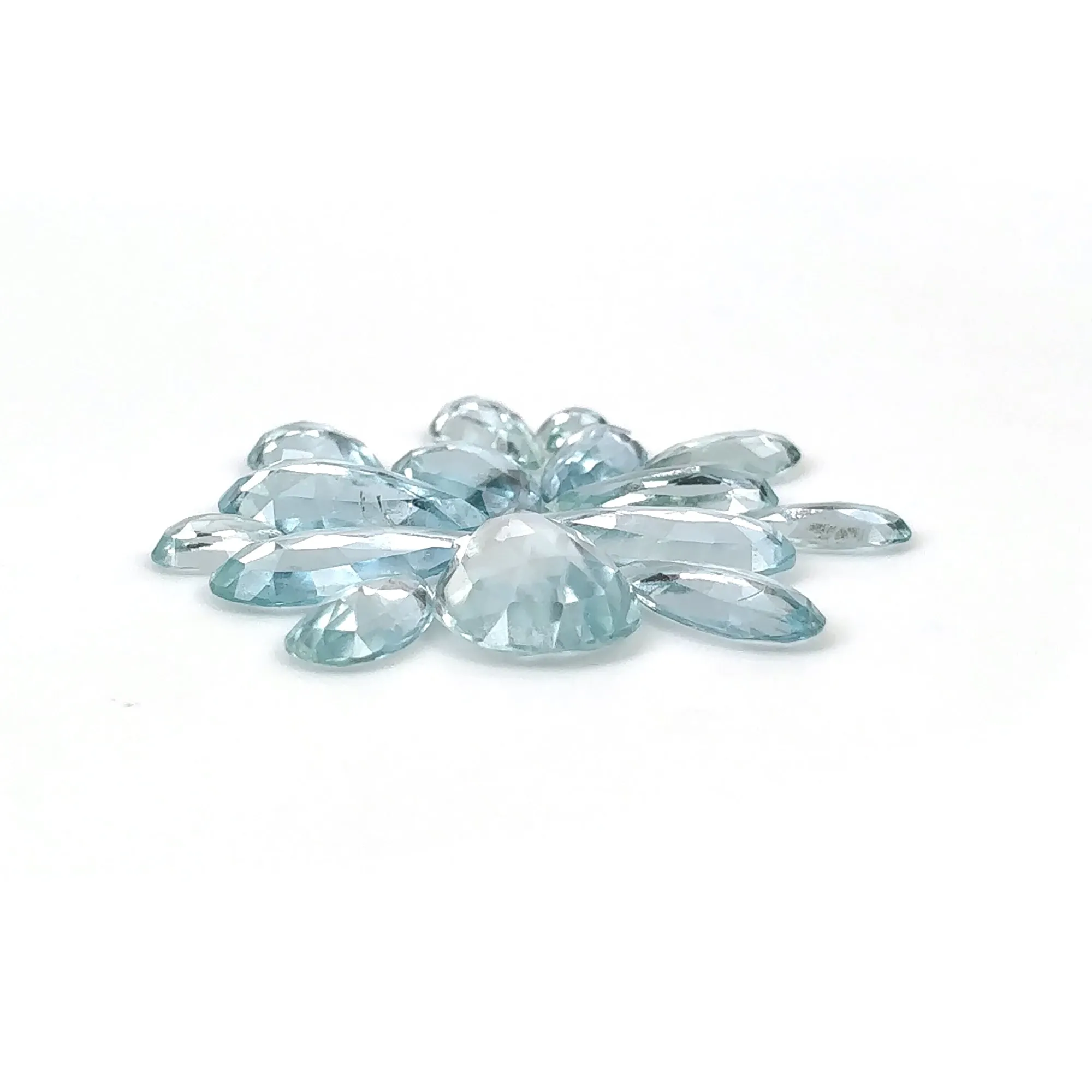 Aquamarine Gemstone Rose Cut : 23.55cts Natural Untreated Unheated Blue Aquamarine Pear Shape 6.5*4mm - 18*10.5mm 15pcs