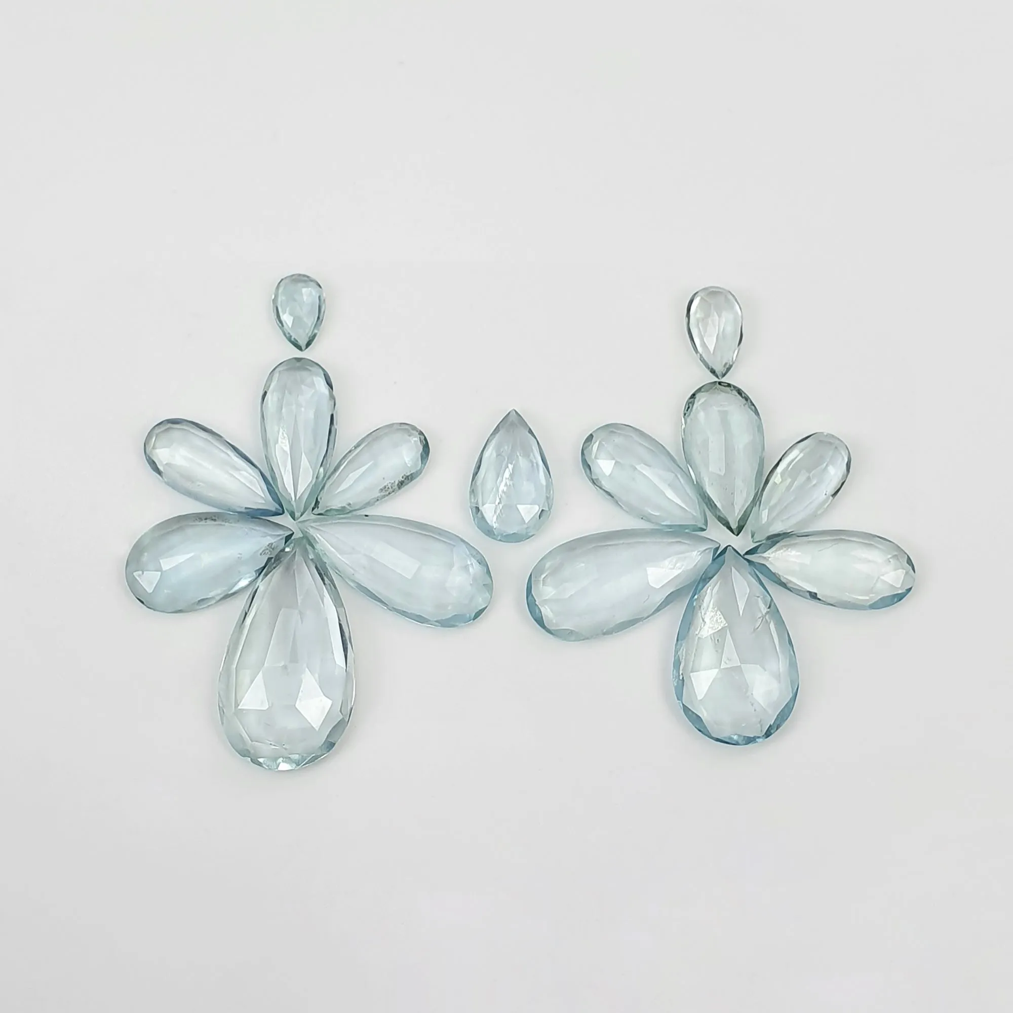 Aquamarine Gemstone Rose Cut : 23.55cts Natural Untreated Unheated Blue Aquamarine Pear Shape 6.5*4mm - 18*10.5mm 15pcs