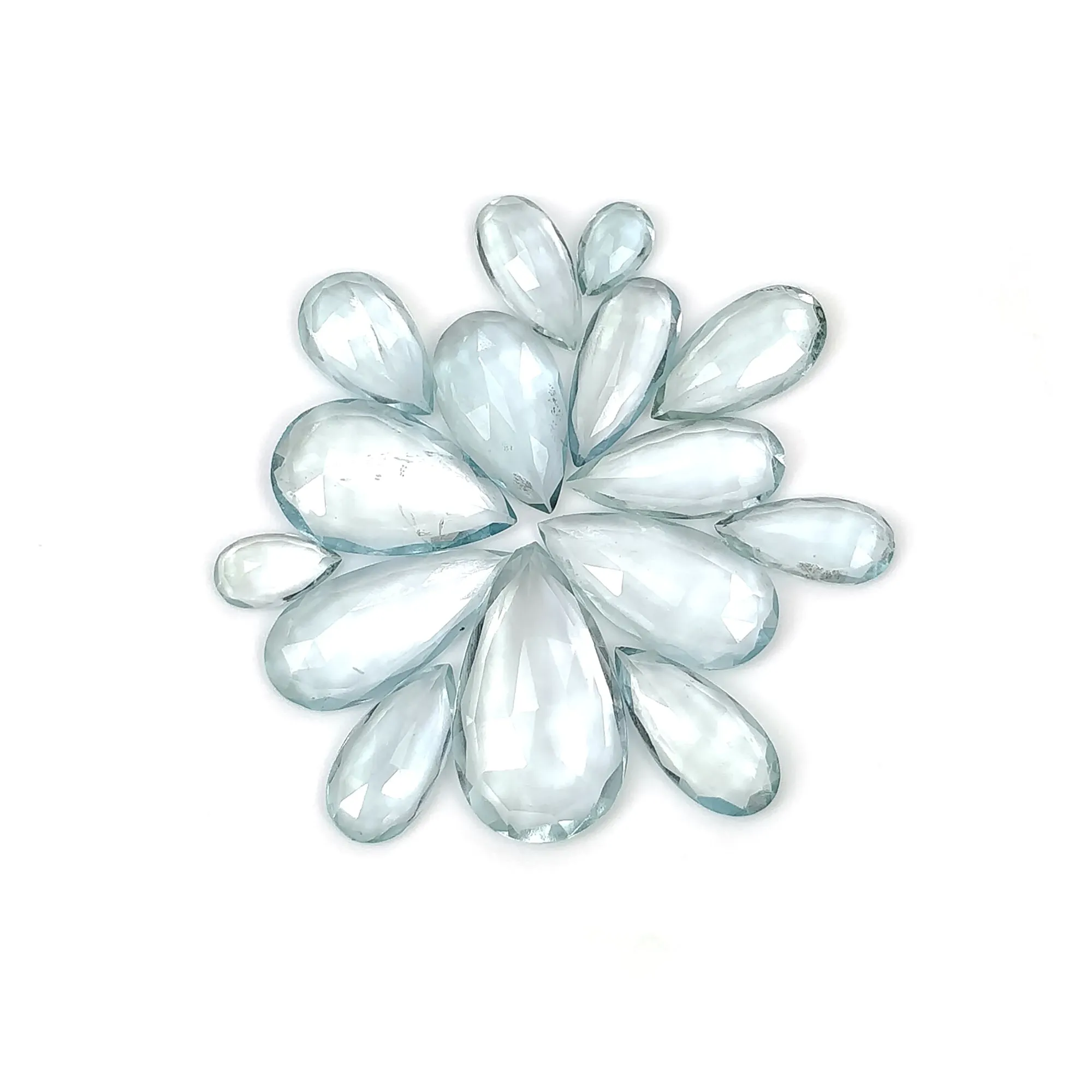 Aquamarine Gemstone Rose Cut : 23.55cts Natural Untreated Unheated Blue Aquamarine Pear Shape 6.5*4mm - 18*10.5mm 15pcs