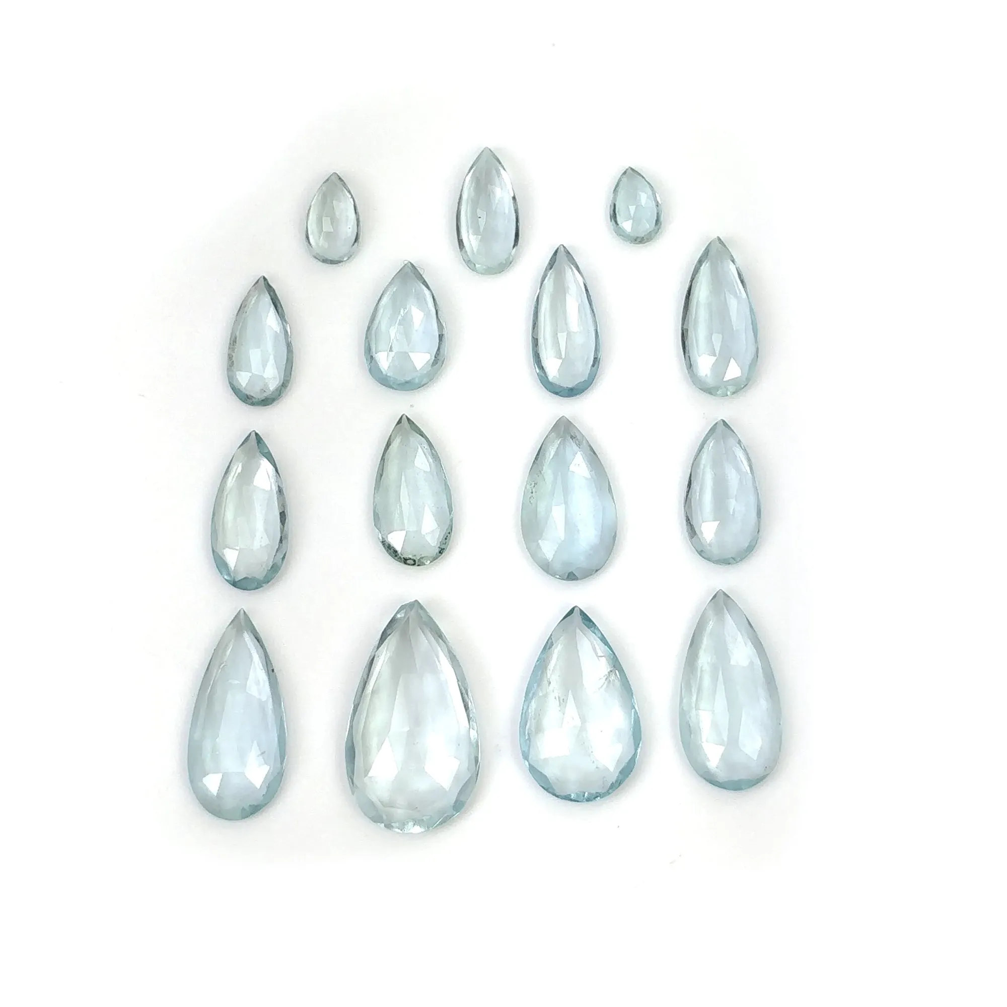 Aquamarine Gemstone Rose Cut : 23.55cts Natural Untreated Unheated Blue Aquamarine Pear Shape 6.5*4mm - 18*10.5mm 15pcs