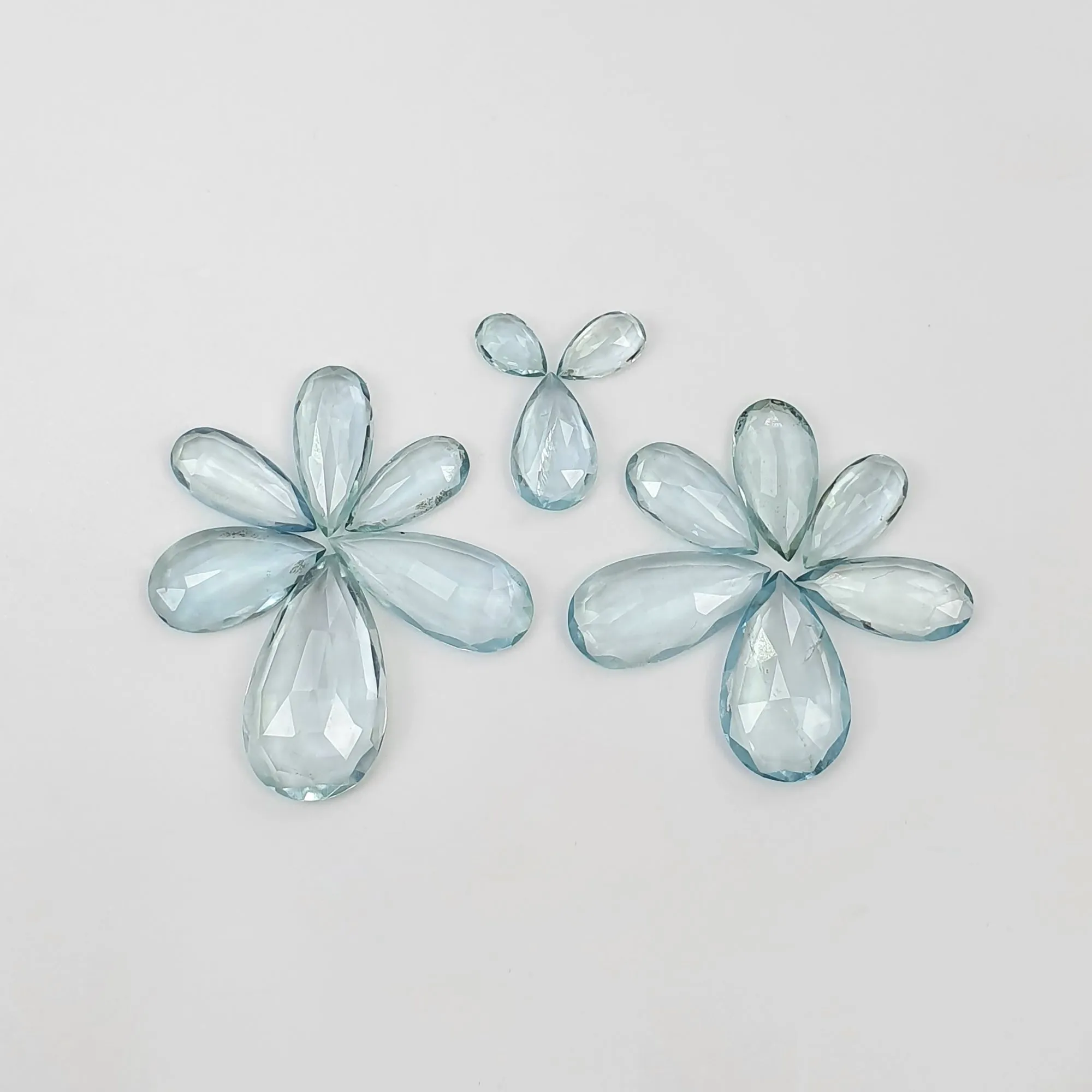 Aquamarine Gemstone Rose Cut : 23.55cts Natural Untreated Unheated Blue Aquamarine Pear Shape 6.5*4mm - 18*10.5mm 15pcs