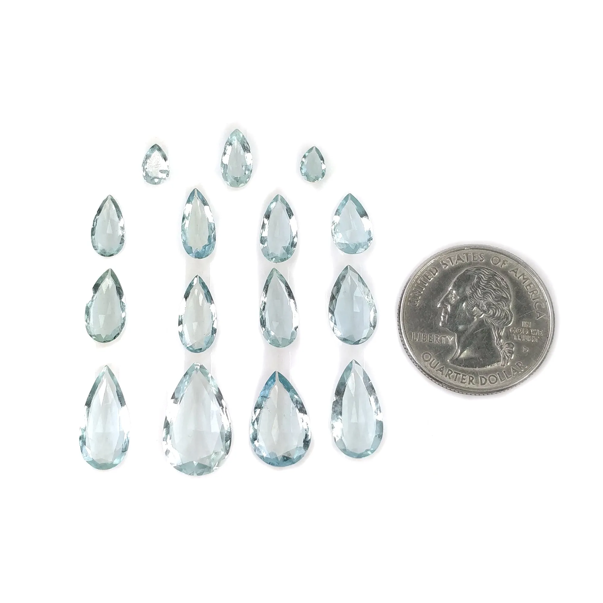 Aquamarine Gemstone Rose Cut : 23.55cts Natural Untreated Unheated Blue Aquamarine Pear Shape 6.5*4mm - 18*10.5mm 15pcs