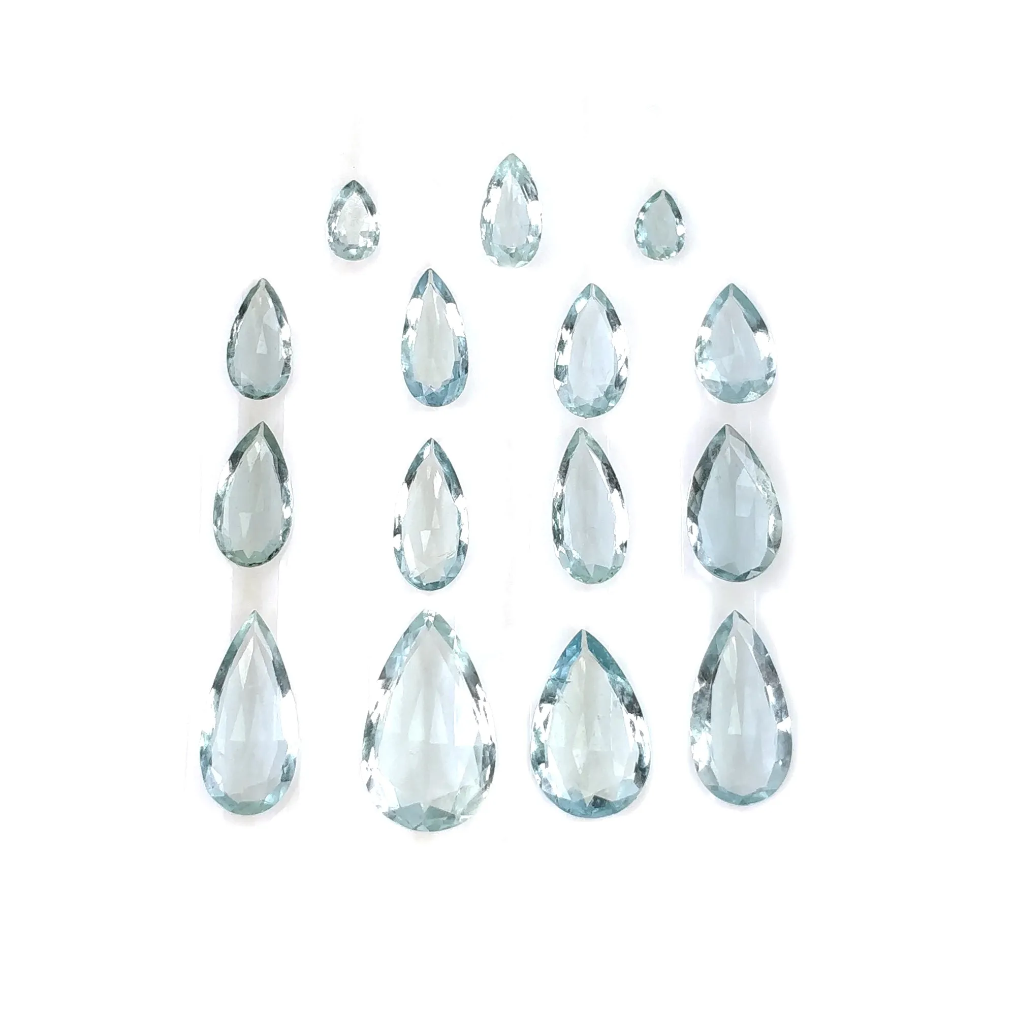 Aquamarine Gemstone Rose Cut : 23.55cts Natural Untreated Unheated Blue Aquamarine Pear Shape 6.5*4mm - 18*10.5mm 15pcs