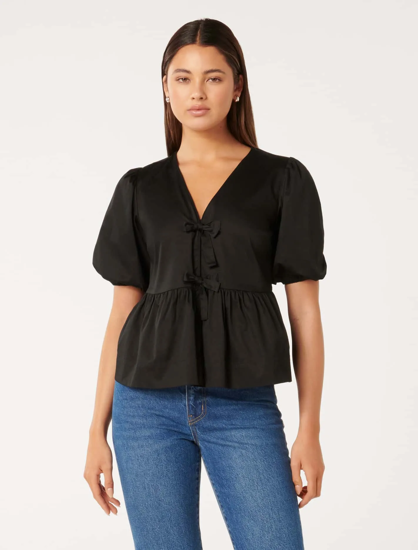 Arabelle Cotton Tie Front Blouse