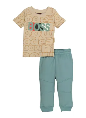 Baby Boys 0-9M Boss Graphic Print Tee and Moto Joggers