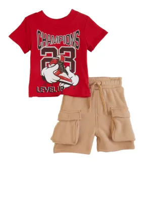 Baby Boys 0-9M Champions Graphic Tee and Cargo Shorts