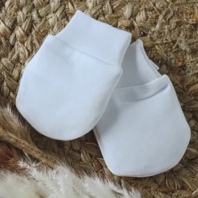 Baby Gi White Cotton Mittens