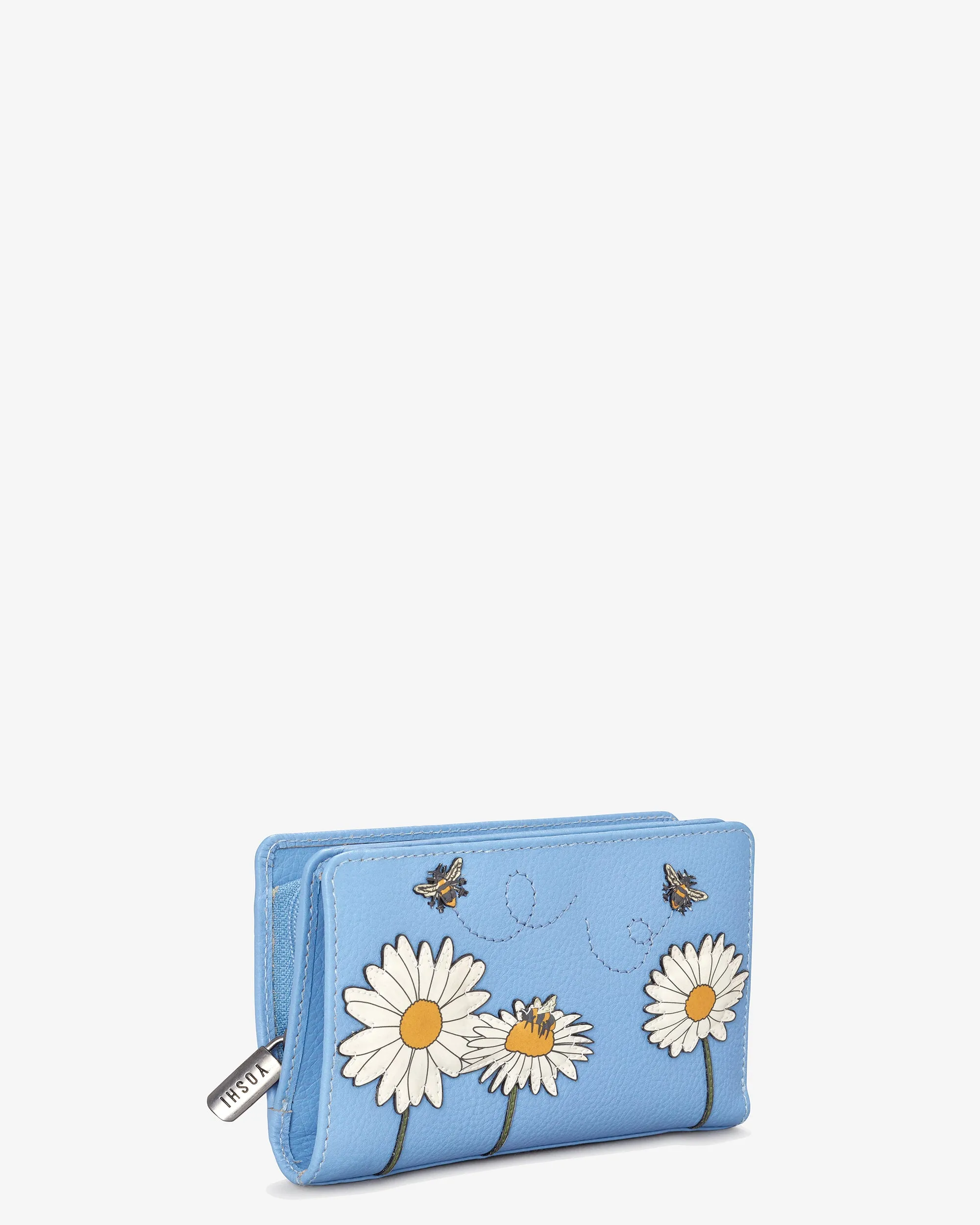 Bee Happy Blue Leather Oxford Purse