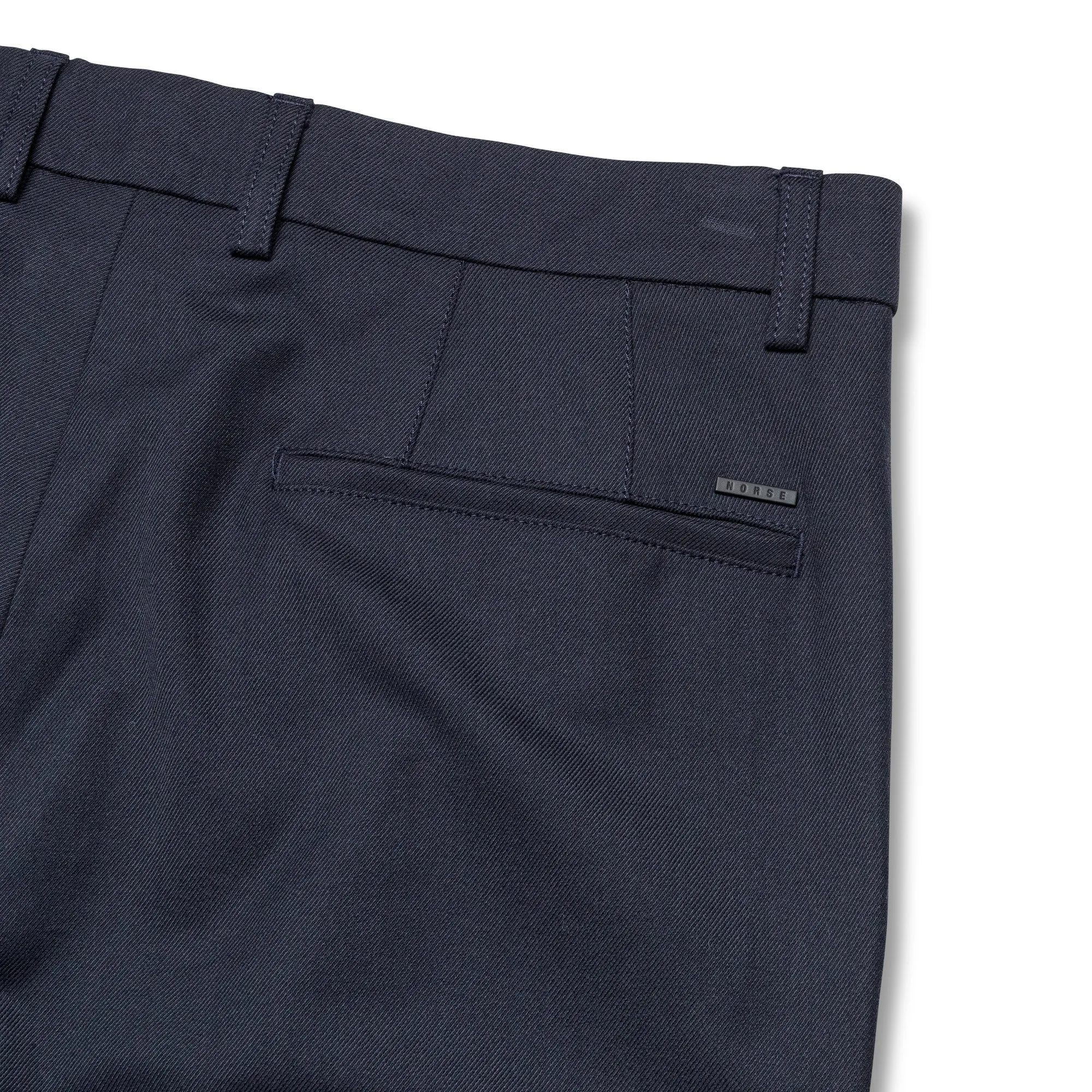 Benn Relaxed Cotton Wool Twill Pleated Trouser - Dark Navy