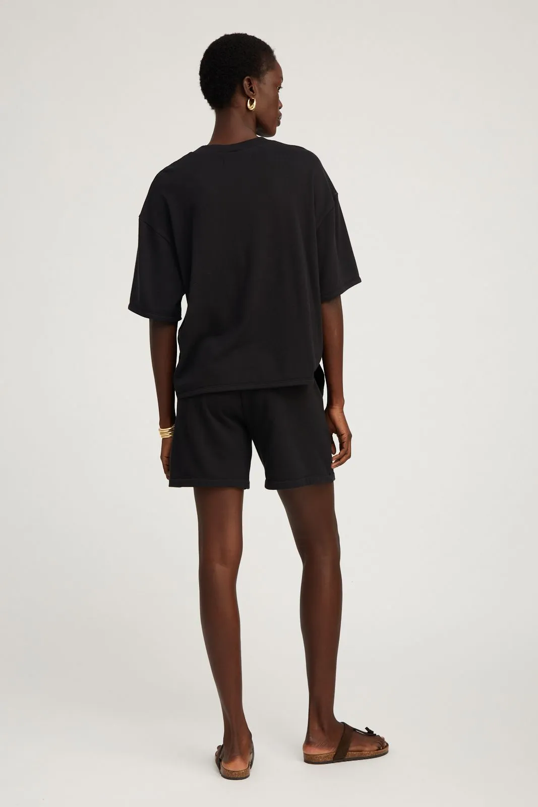 Black Cotton Terry Baggy Sweatshorts