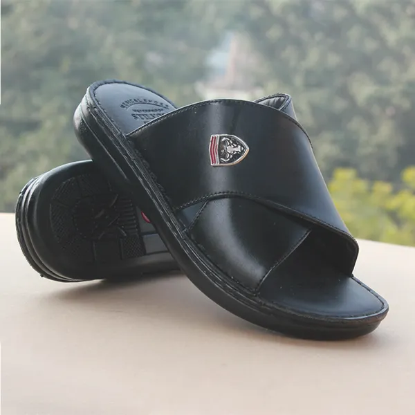 Black medicated mens slippers