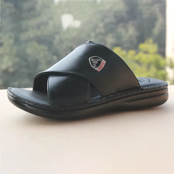 Black medicated mens slippers