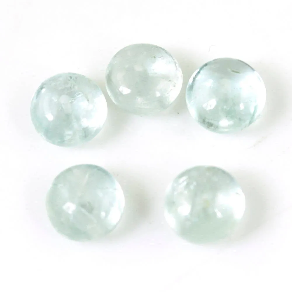 BLUE BEADS AQUAMARINE Gemstone Cabochon : 17.05Cts. Natural Genuine Aquamarine Beads Gemstone Round Derlling Cabochon 8*5.5mm for Jewelry