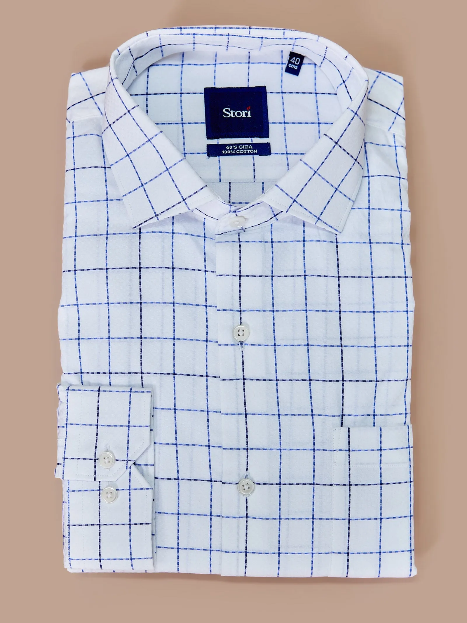 Blue Checked Giza Formal Shirt