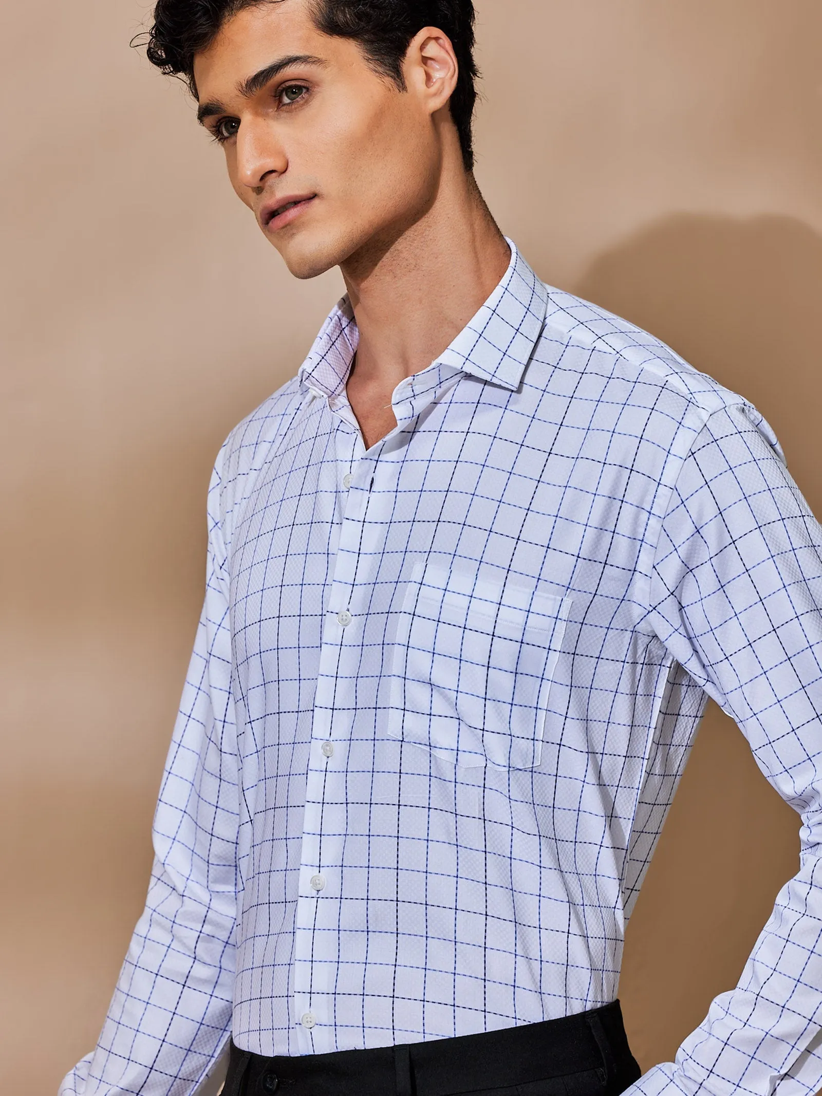 Blue Checked Giza Formal Shirt