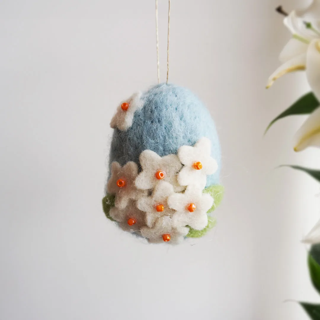 Blue Felt Daisy Egg