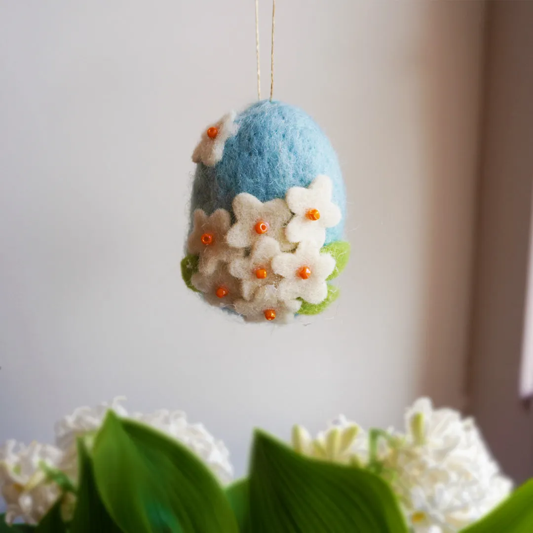 Blue Felt Daisy Egg