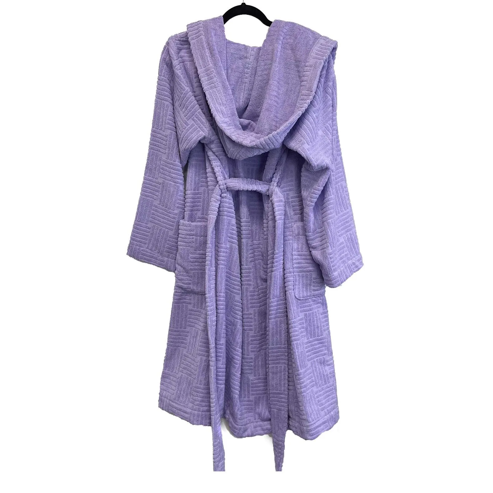 Bottega Veneta NEW Lavender Purple Hooded Intreccio Pattern Bathrobe Unisex M