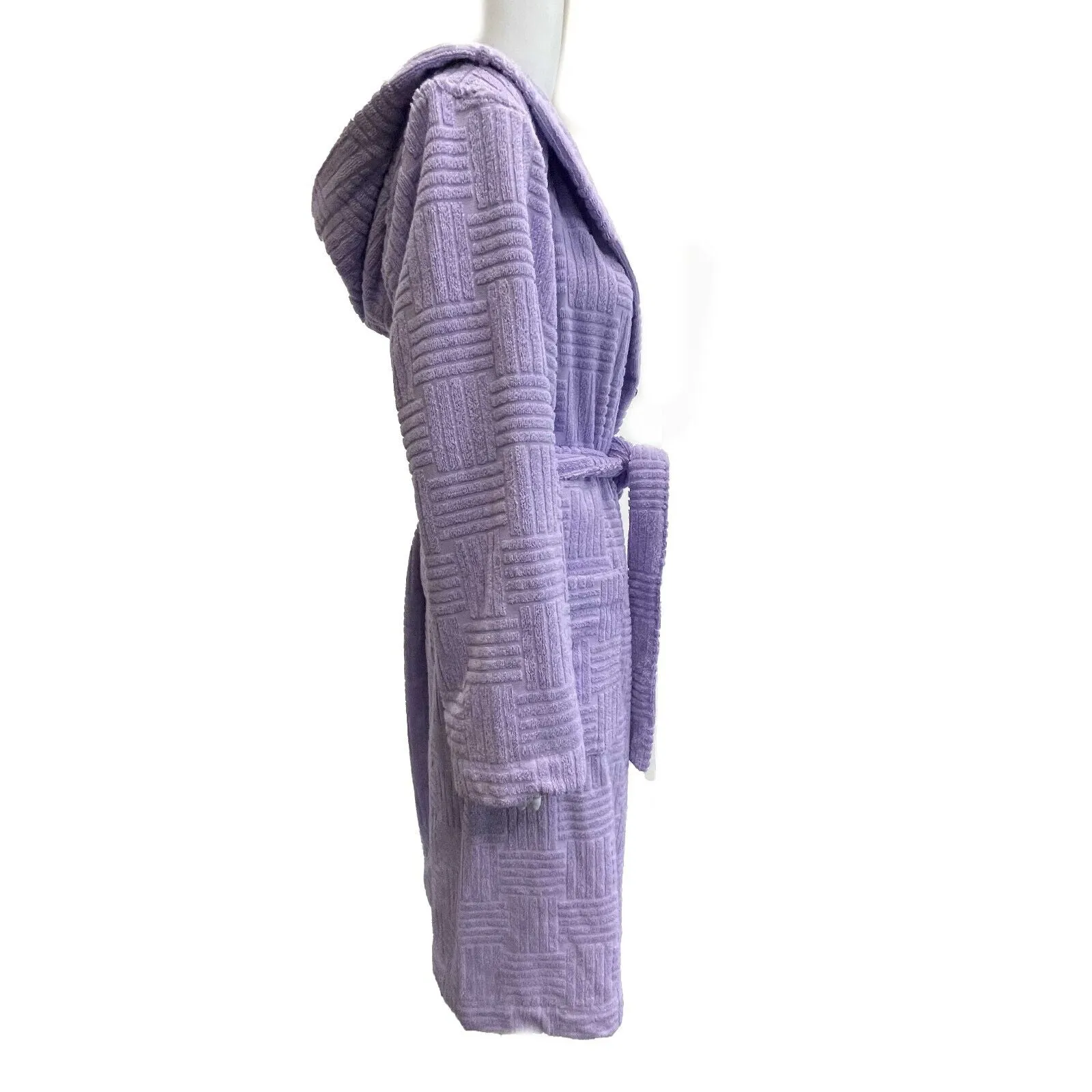 Bottega Veneta NEW Lavender Purple Hooded Intreccio Pattern Bathrobe Unisex M