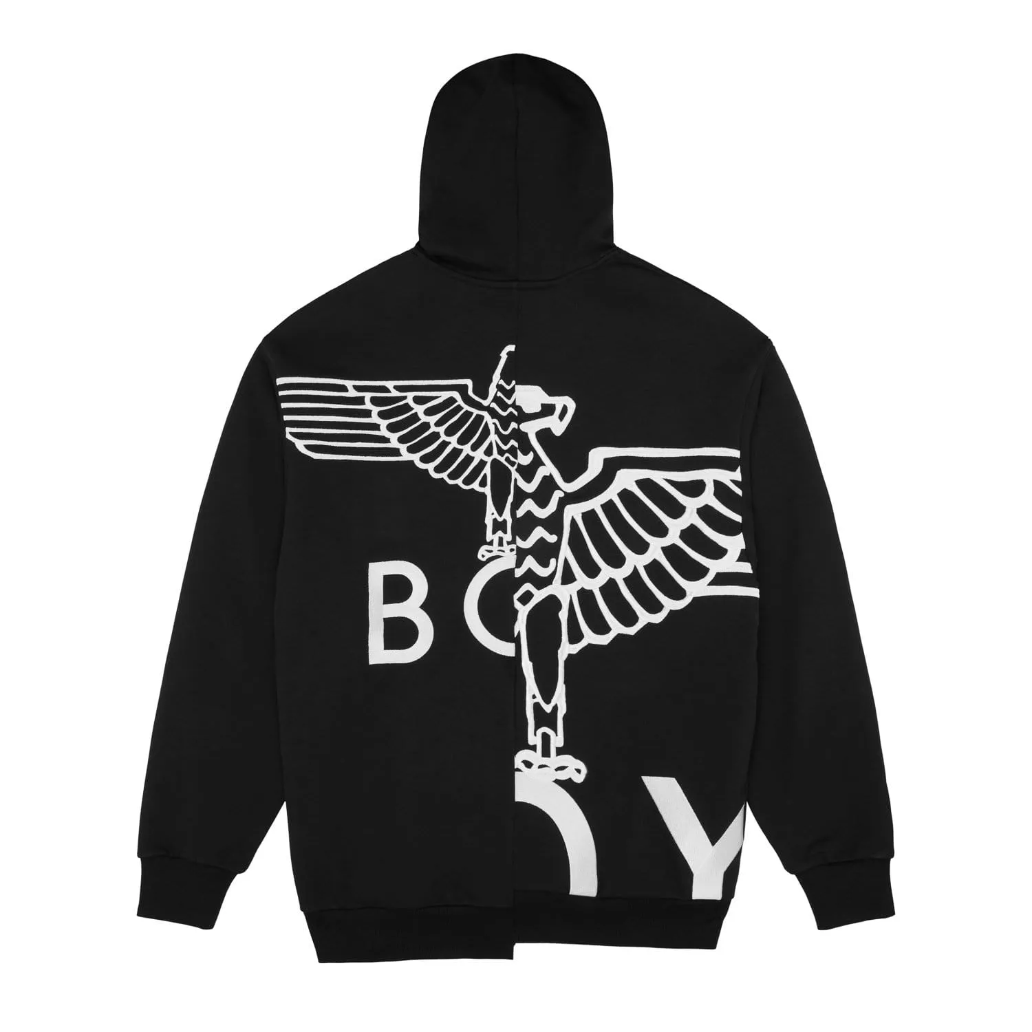 BOY EAGLE TYPO EMBROIDERY HOODIE - BLACK