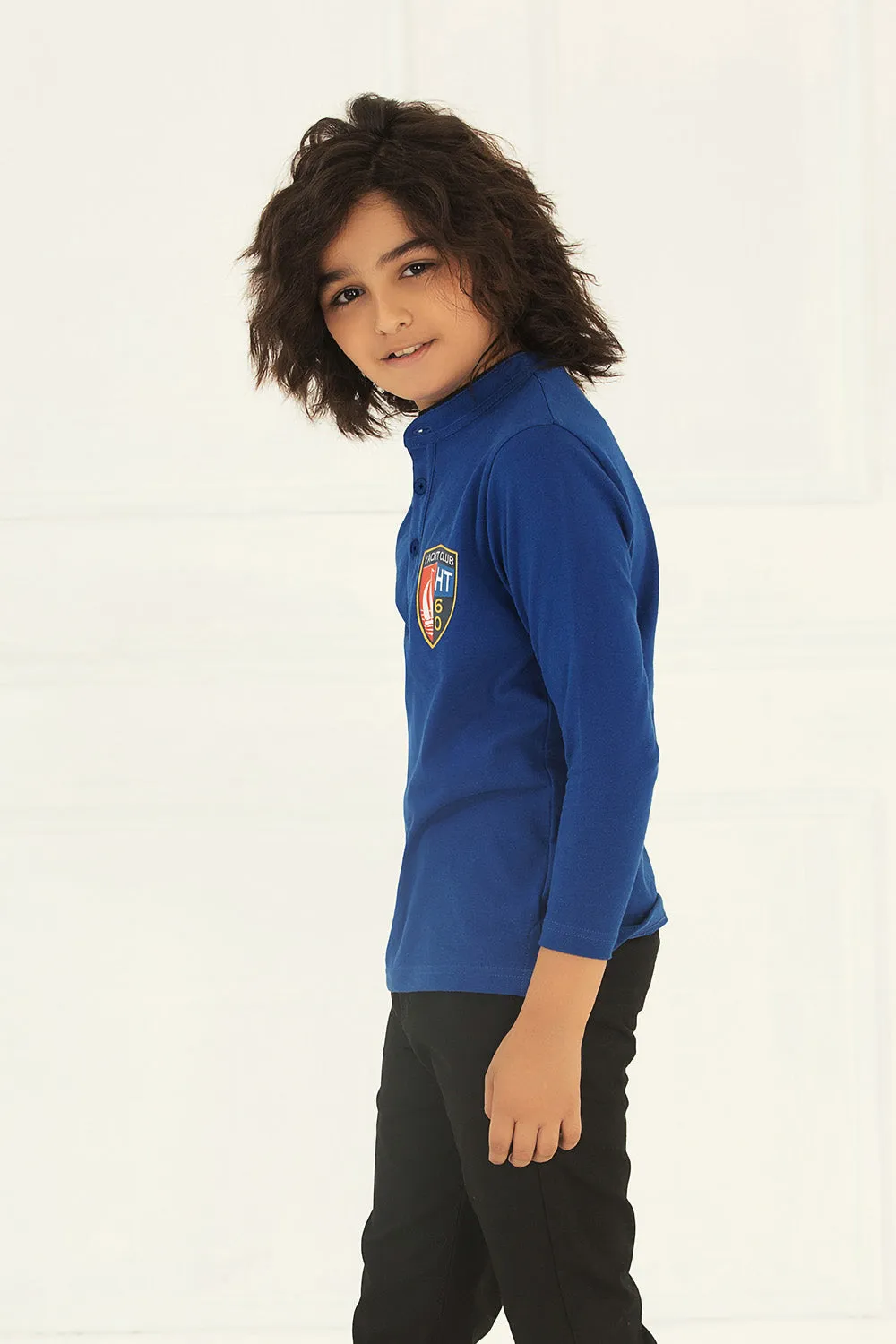 Boy's Ban Collar Fashion Polo