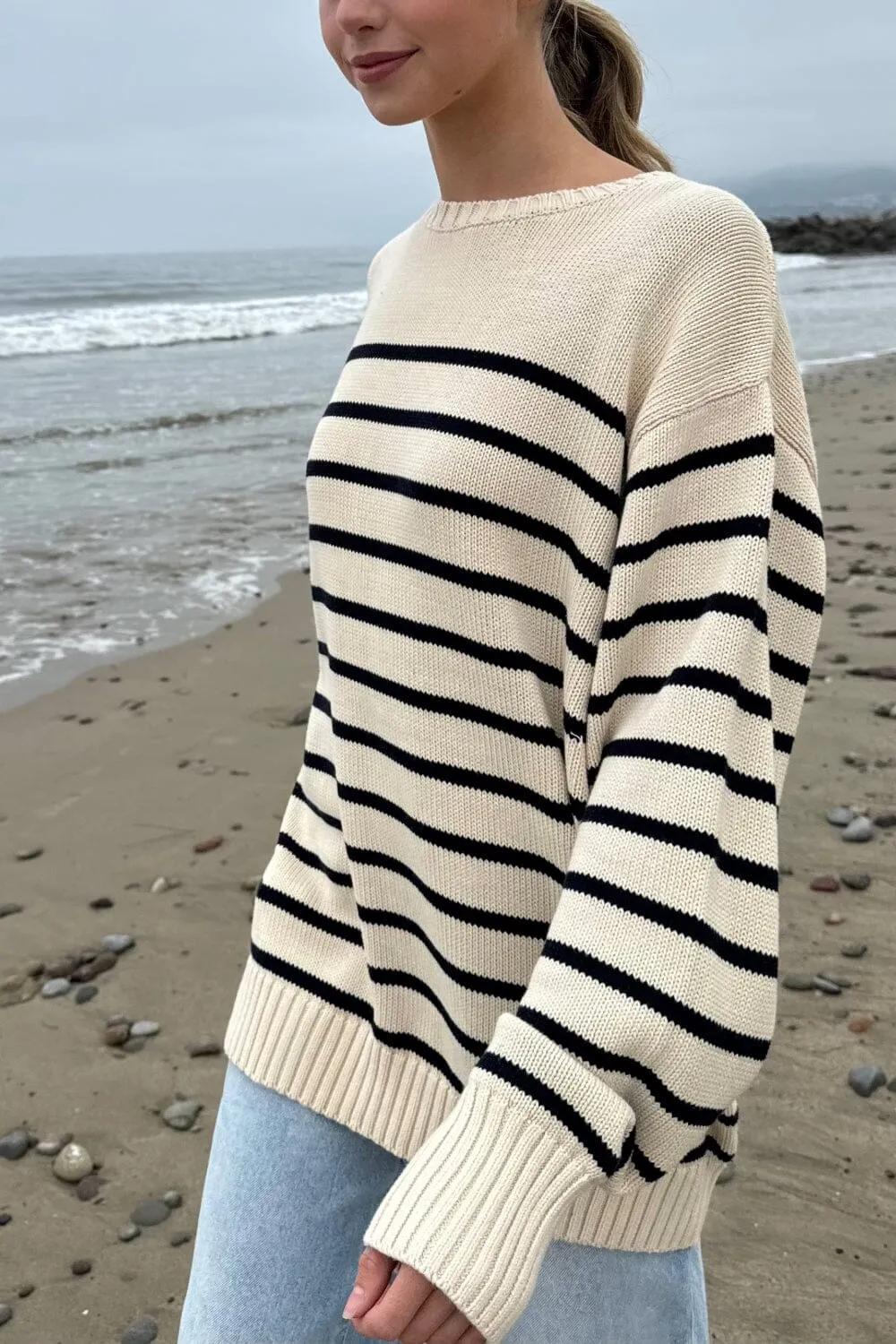 Brianna Cotton Thin Stripe Sweater