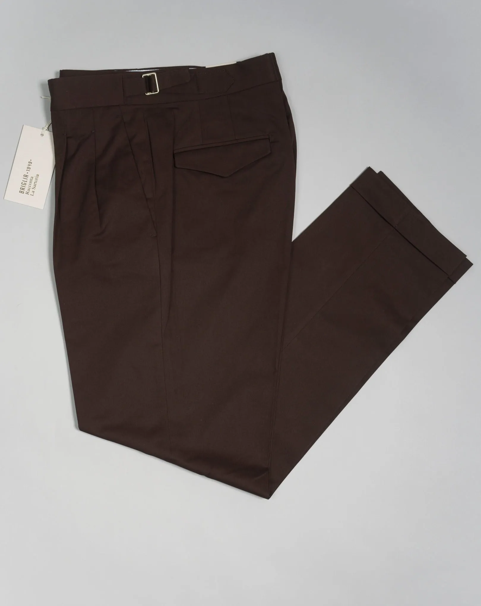 Briglia Pleated Cotton Chinos / Brown