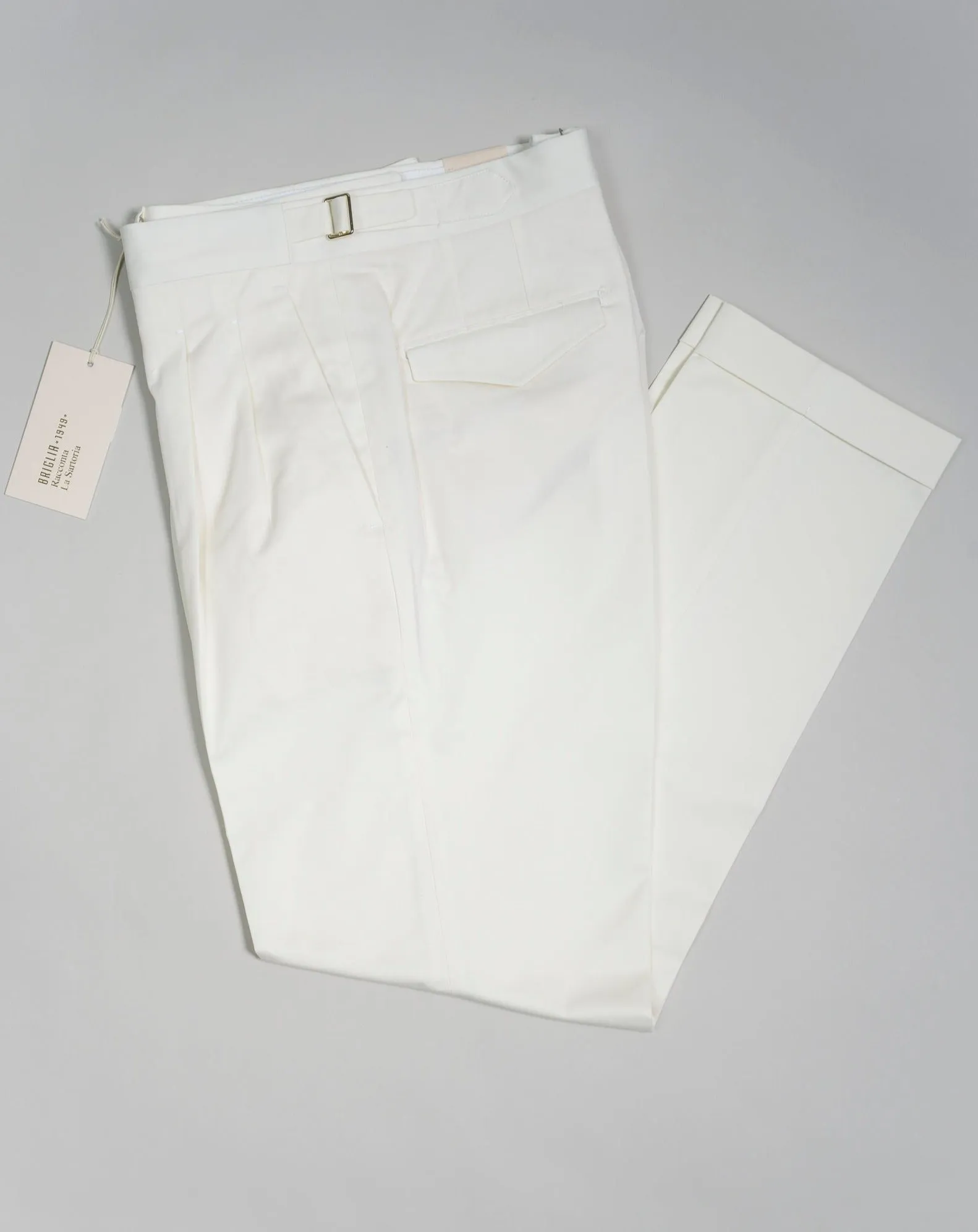 Briglia Pleated Cotton Chinos / Panna