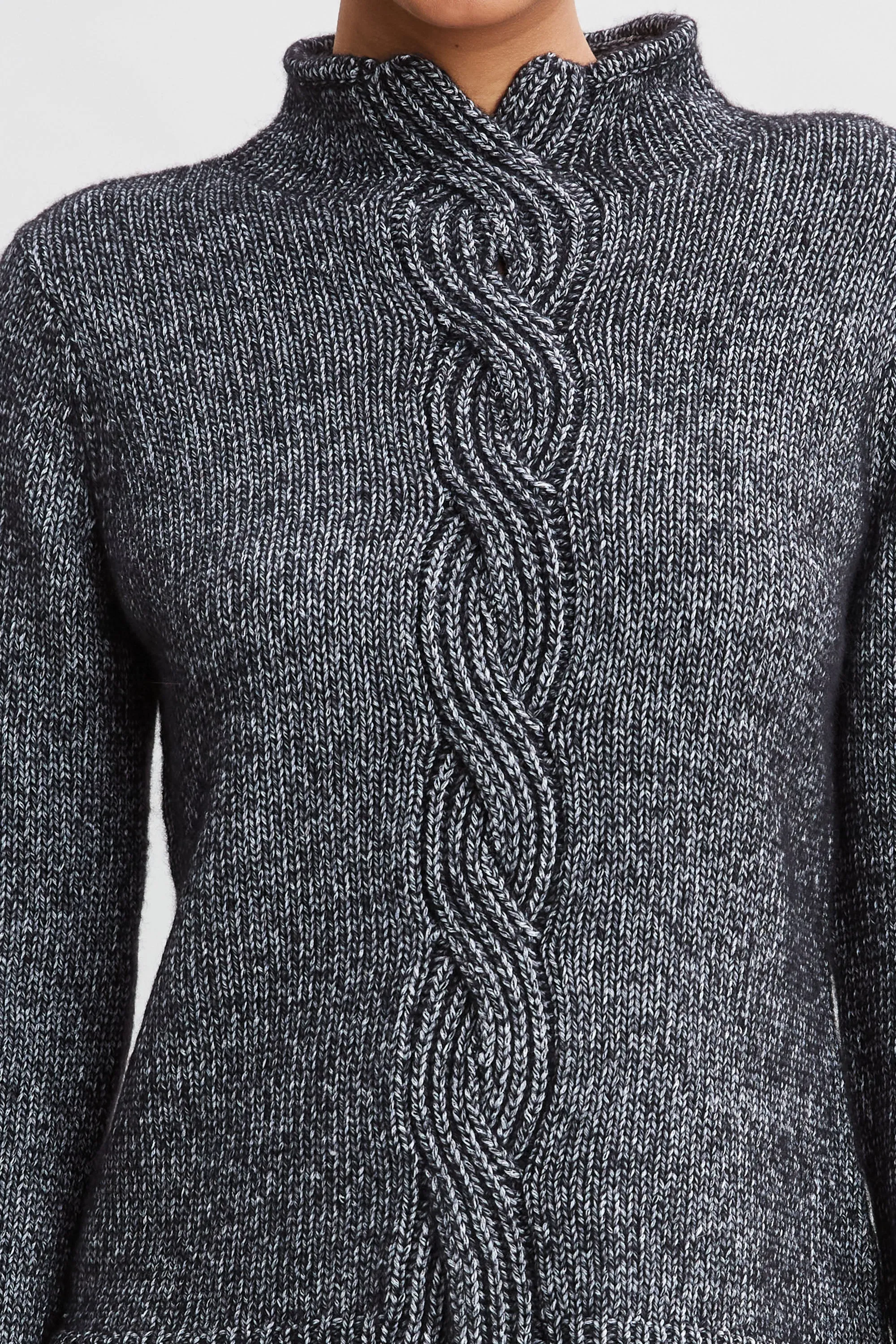 Cable Front Cotton Merino Sweater